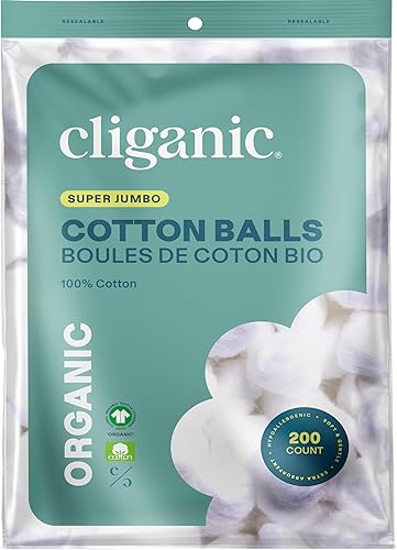 Miniatura 7 de Cliganic Bolas de algodón orgánico súper jumbo (100 unidades), hipoalergénicas, absorbentes, de tamaño grande, 100% puro (el embalaje puede variar)