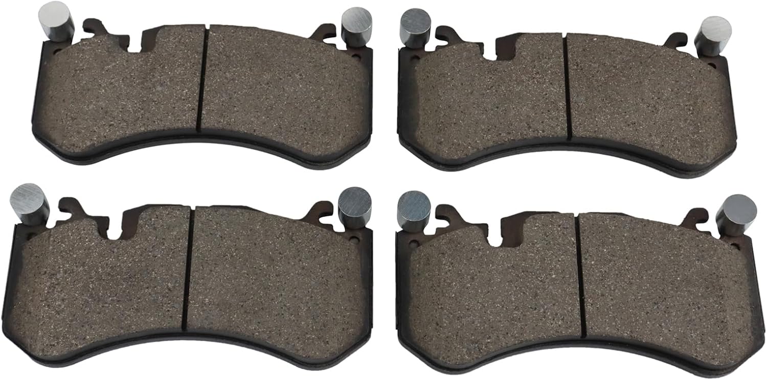 TRQ Front Ceramic Brake Pad Set Includes Contact Point Grease Hardware Compatible with 15-20 Mercedes-Benz C63 AMG S 18-20 C63 AMG 18-20 AMG GT C 18-20 GLC63 AMG 19-20 AMG GT 63 S 19-20 AMG GT 53