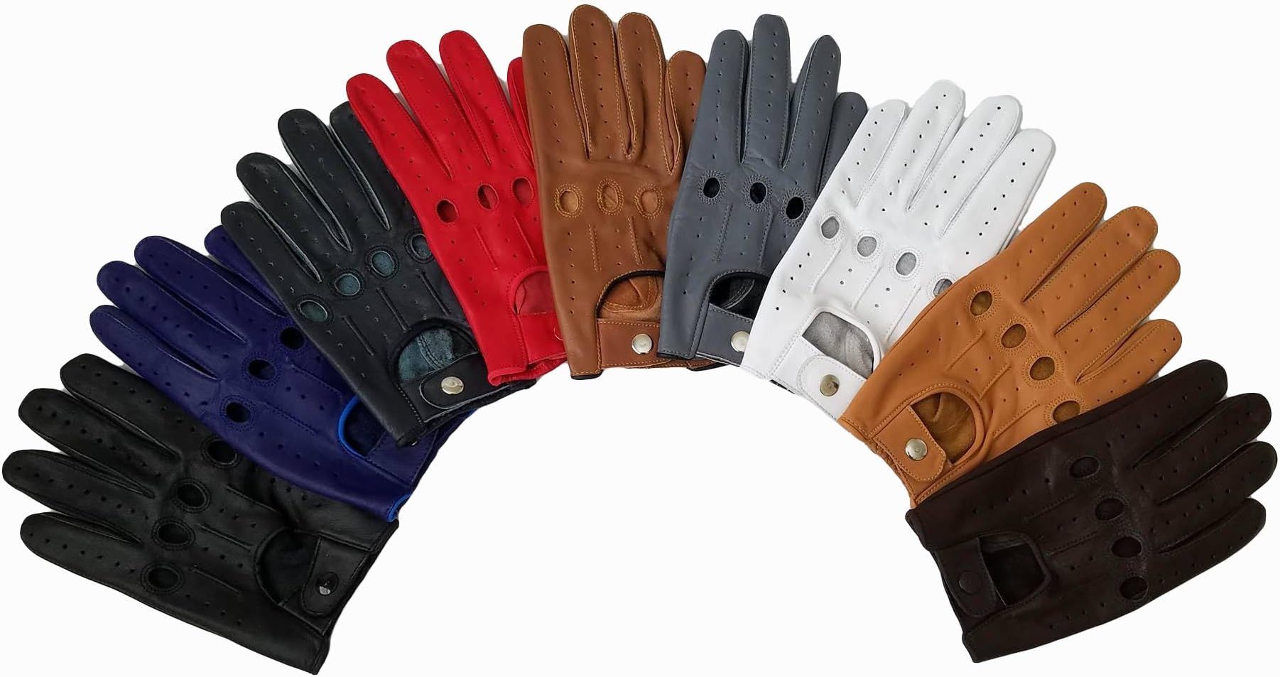 Genuine Leather Driving Gloves (Black, Large)
