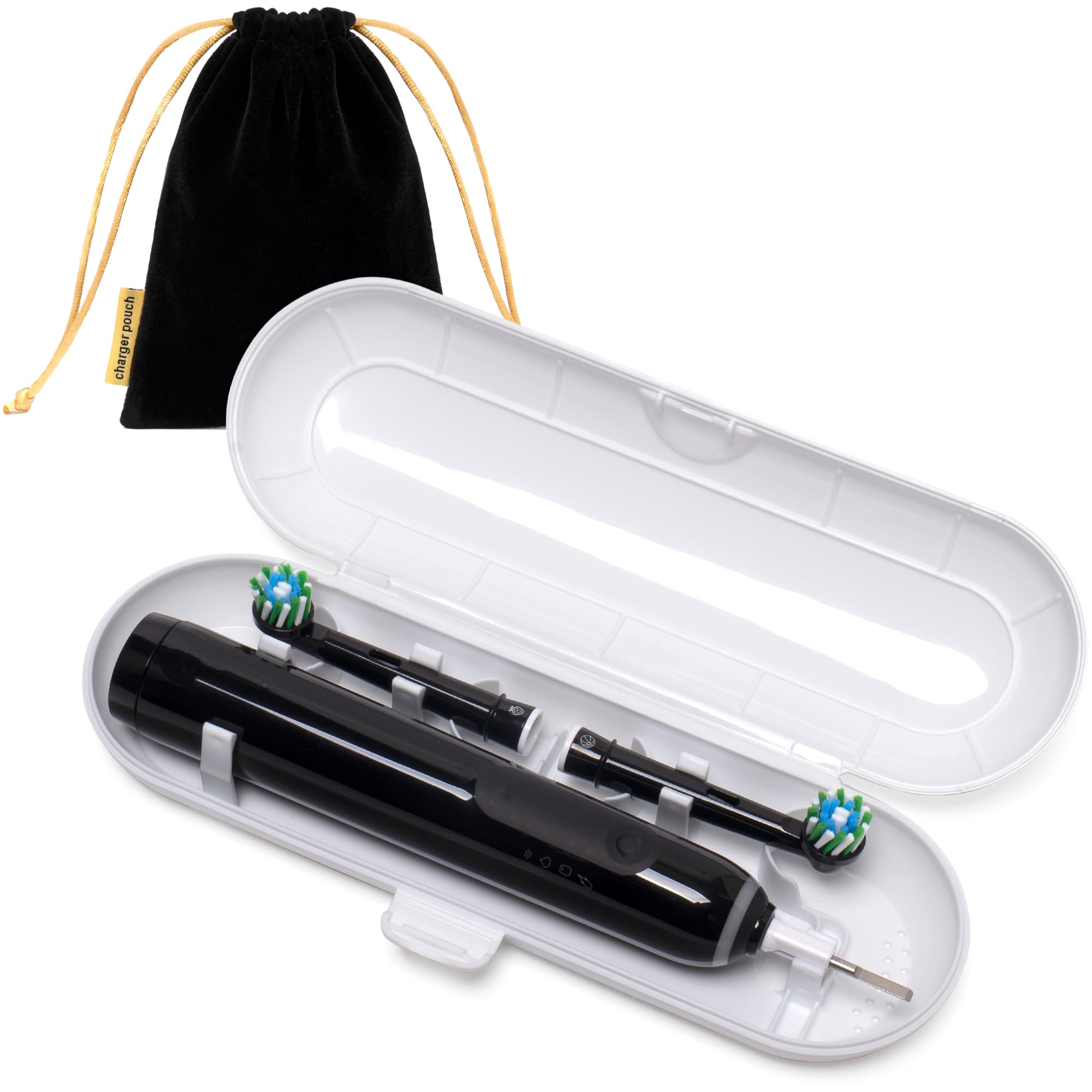 Electric Toothbrush Case for Oral B/Oral-B Pro/iO/Philips Sonicare/Demita/Bitvae and most Electric Toothbrushes, Includes 1 Charger Pouch, White.