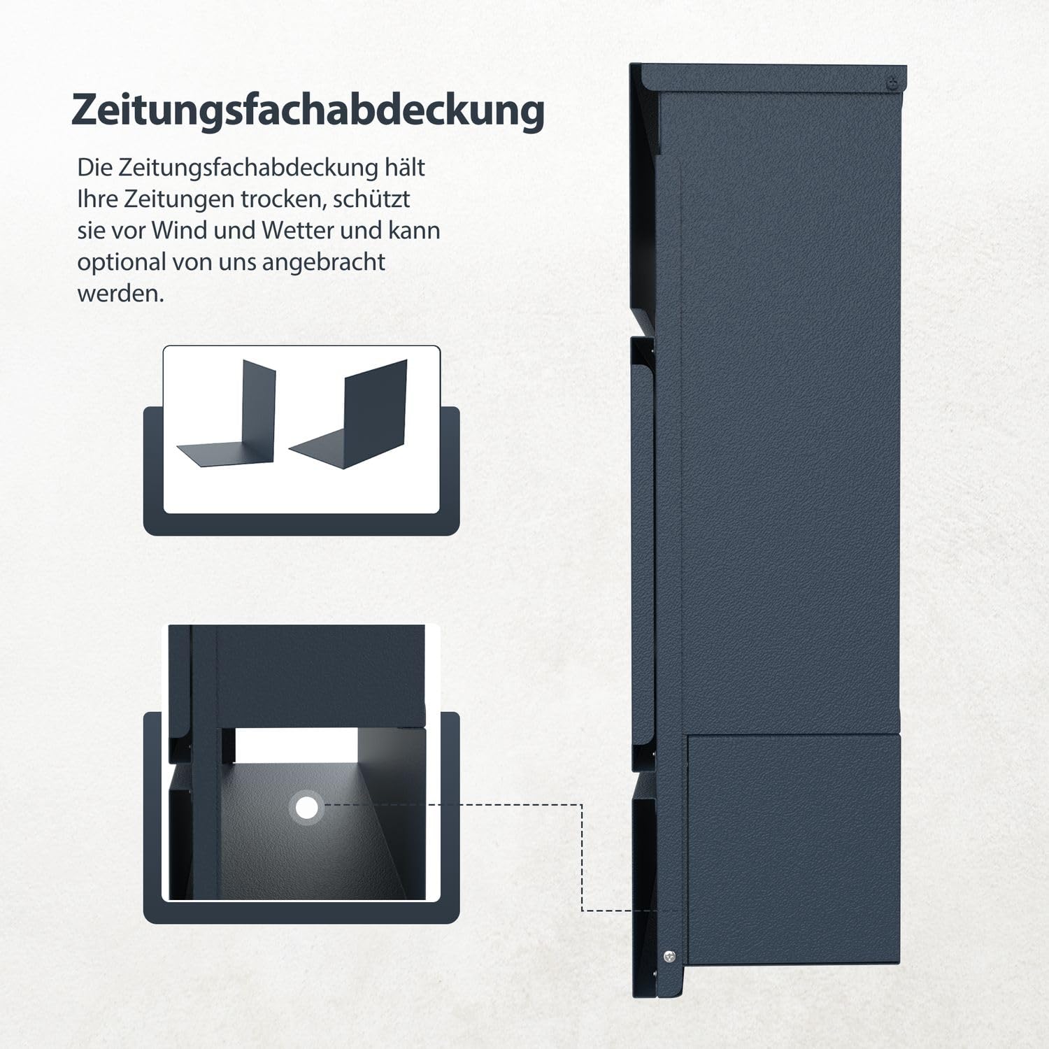 Briefkasten mit Briefkastenständer Anthrazit RAL 7016 - Postkasten personalisiert Edelstahl Gravru Schild - Briefbox mit Schloss Zeitungsrolle Zeitungsfach