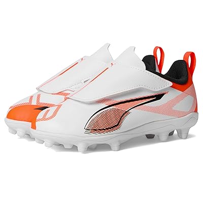 PUMA Kids Ultra 5 Play Hook and Loop Firm Ground/Artificial Ground Kids Shoes PUMA White/PUMA Black/Glowing Red