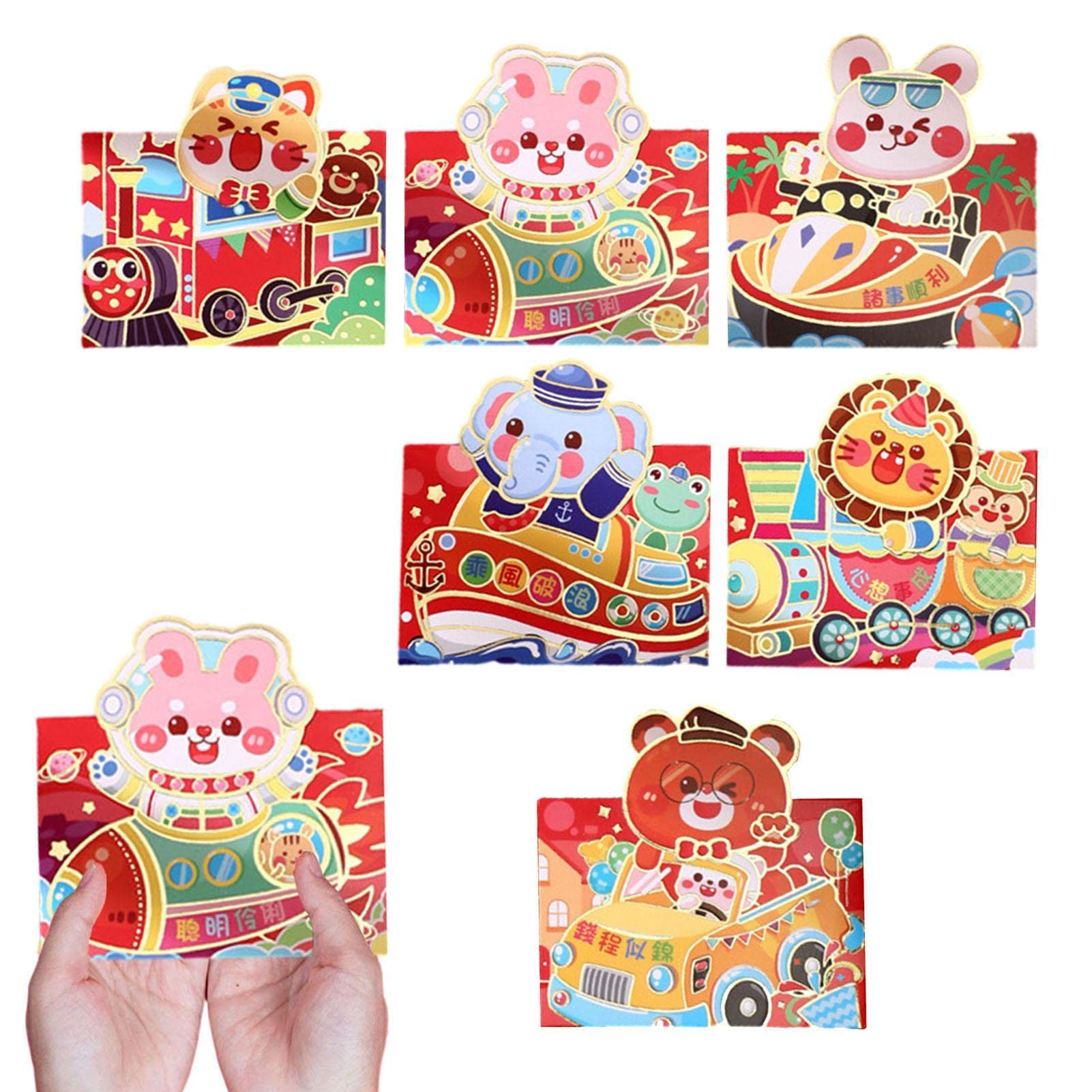 f fabobjects F FABOBJECTS® Chinese Red Envelope,Year of The Rabbit Red Packet Hong Bao for New Year 2023 - Lucky Money Packets with 6 different Embossed Patterns for Wedding, Spring-picture-19