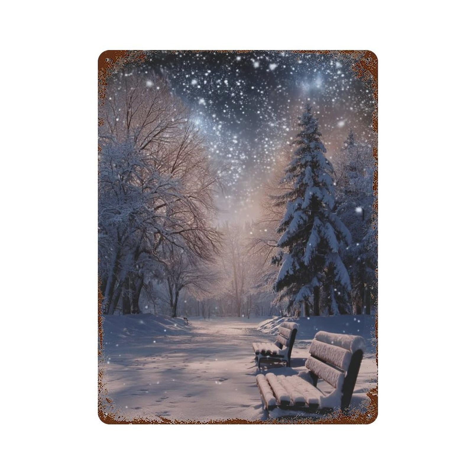 Winter Wonderland Pathway 15.7"x11.8" Retro Metal Sign, Old School Wall Decor for Office, Studio And Wall Decor