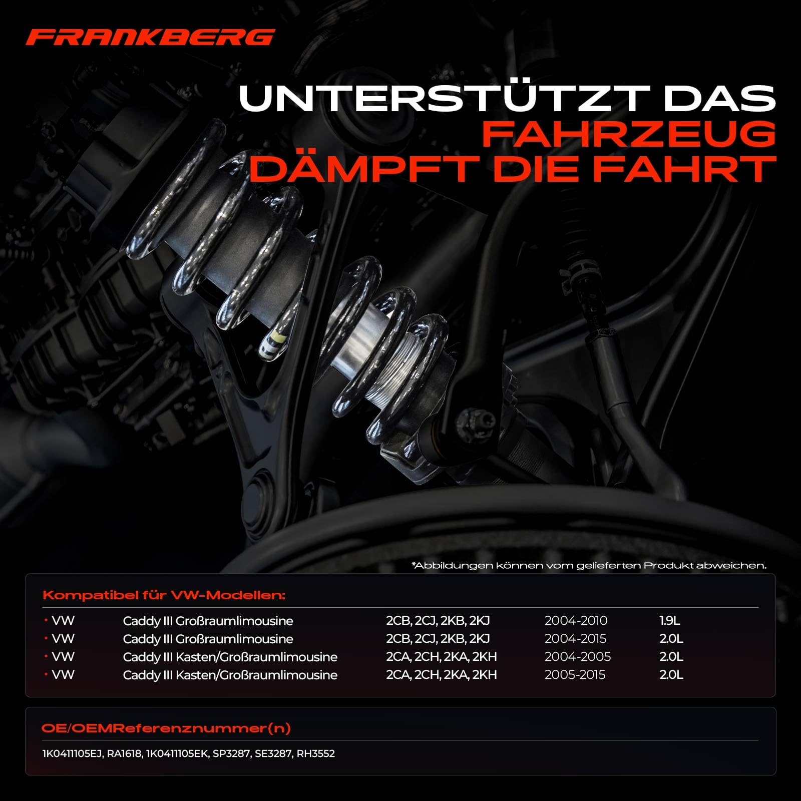Frankberg 2x Fahrwerksfeder Vorderachse Links Rechts Kompatibel mit C.a.d.d.y III MPV 2CB 2CJ 2KB 2KJ MPV C.a.d.d.y III Kasten/MPV 2CA 2CH 2KA 2KH Kasten/MPV Replace# 1K0411105EJ