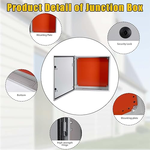 Miniatura 4 de Garvee Caja de conexiones eléctrica de acero de NEMA, impermeable IP66 y a prueba de polvo, caja de conexiones con cerradura para