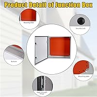 Vista 4 de Caja eléctrica de acero de NEMA, impermeable IP66 y a prueba de polvo, caja de conexiones con cerradura para exteriores/interiores Tamaño de la caja