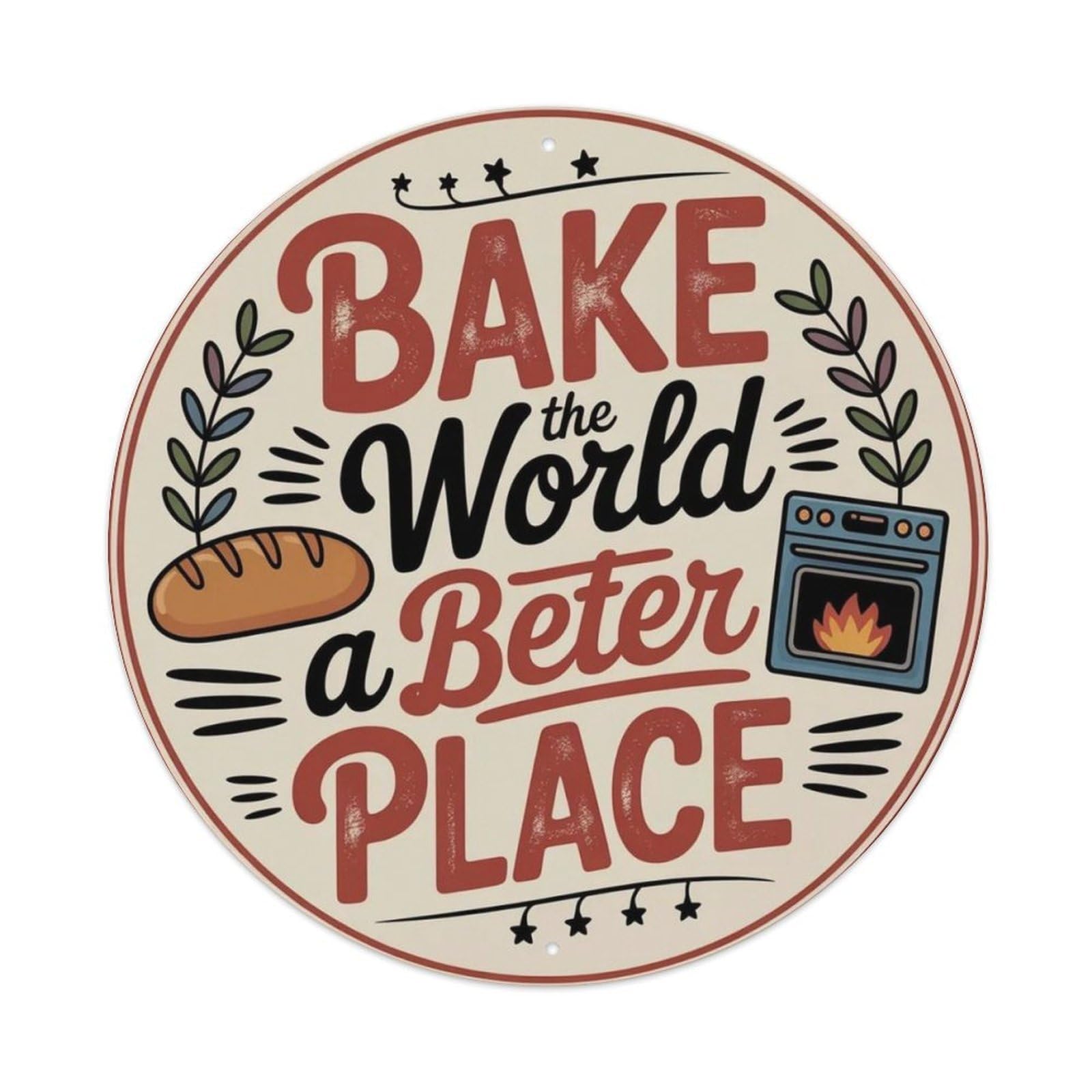 Baker Bake The World Metal Tin Sign Plaque