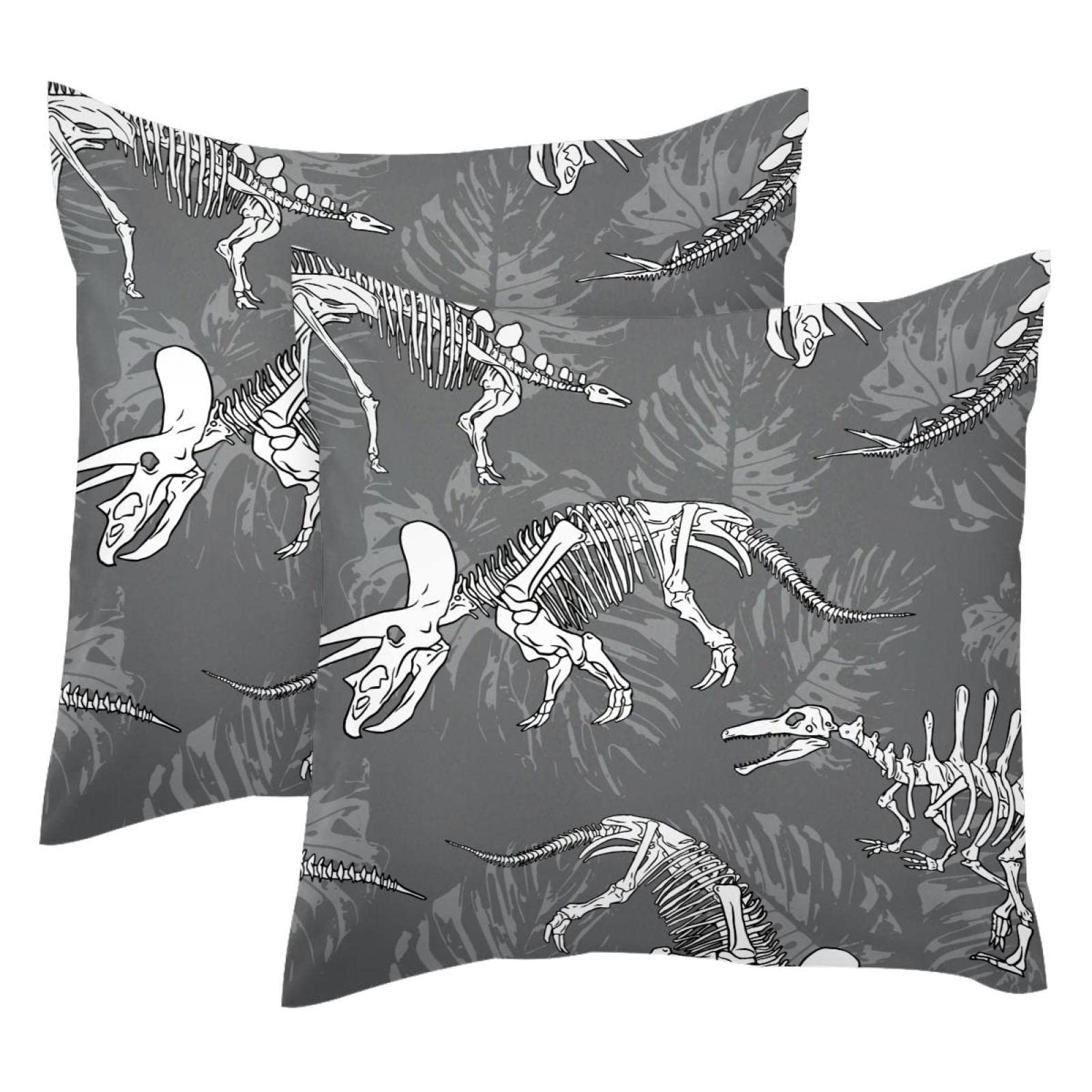 Housse de coussin en velours doux 50x50 motif dinosaure chic