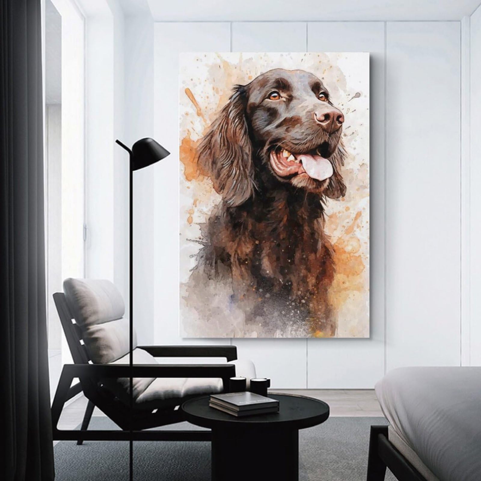 Junmoney Unframe-Style-8 Hanging Wall Art Brown Flatcoated Retriever, 20X30inch(50X75cm), For Entryway, Lounge Links Or Small Walls, A Neat Decor Update For Hallways
