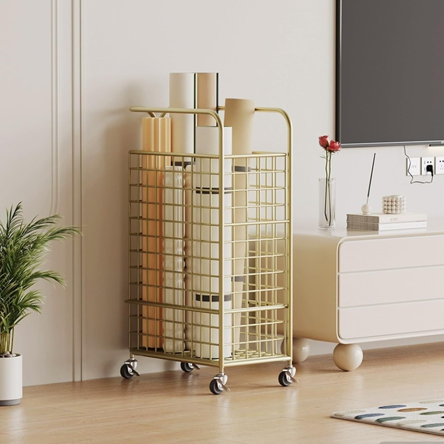 Metal Rolling Laundry Basket Metal 360 degree steering Basket with Wheels Cart laundry basket Yoga mat storage rack Wire laundry basket with wheels yoga mat shelf(Gold) Metal Rolling Laundry Basket Metal 360 degree steering Basket with Wheels Cart laundry basket Yoga mat storage rack Wire laundry basket with wheels yoga mat shelf(Gold)