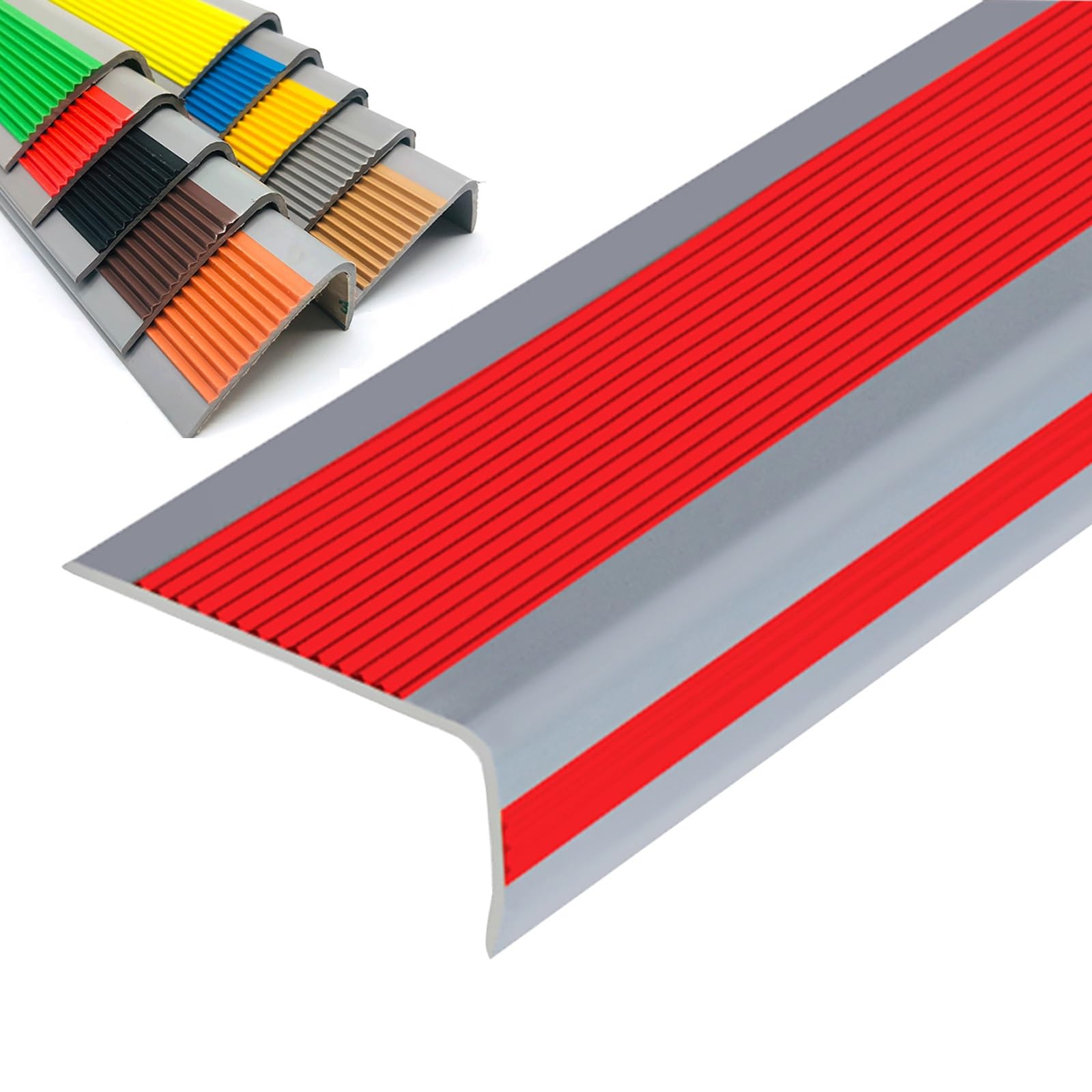 Autoadhesivo De Borde Para Escaleras En Forma De L, Esquina De Goma Antideslizante for Escalera, Tira De Vinilo Autoadhesiva Antideslizante Para Escalera, Para Peldaños De Interior Y Exterior(Red,10m/