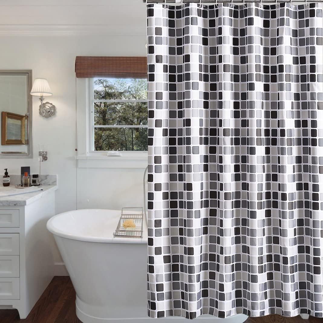 Tenda da doccia 200 x 220 cm (larghezza x altezza), antimuffa, antibatterica, impermeabile, con 12 tende da doccia (mosaico, 200 x 220 cm (larghezza x altezza)