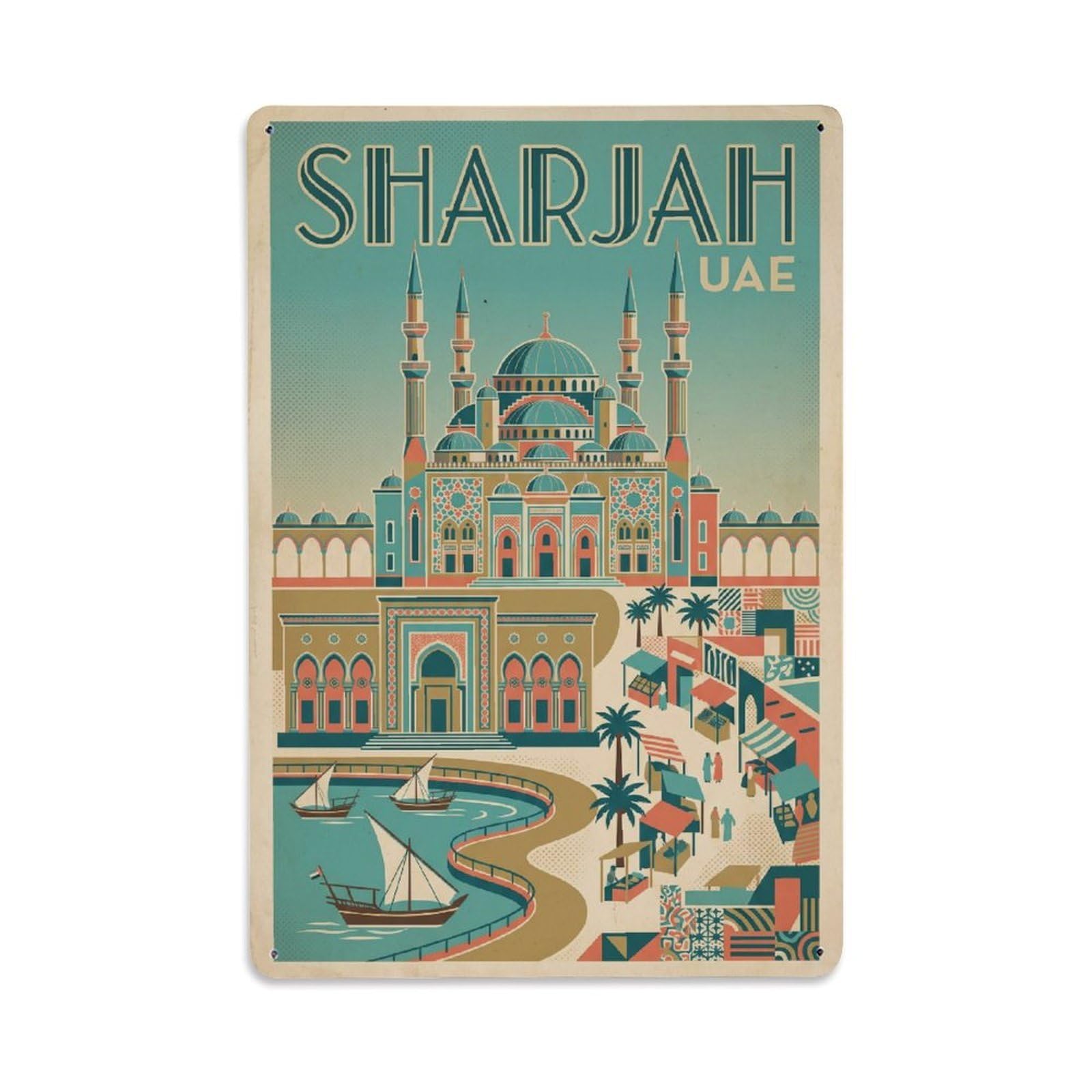 Metal Tin Sign UAE Sharjah Vintage Travel