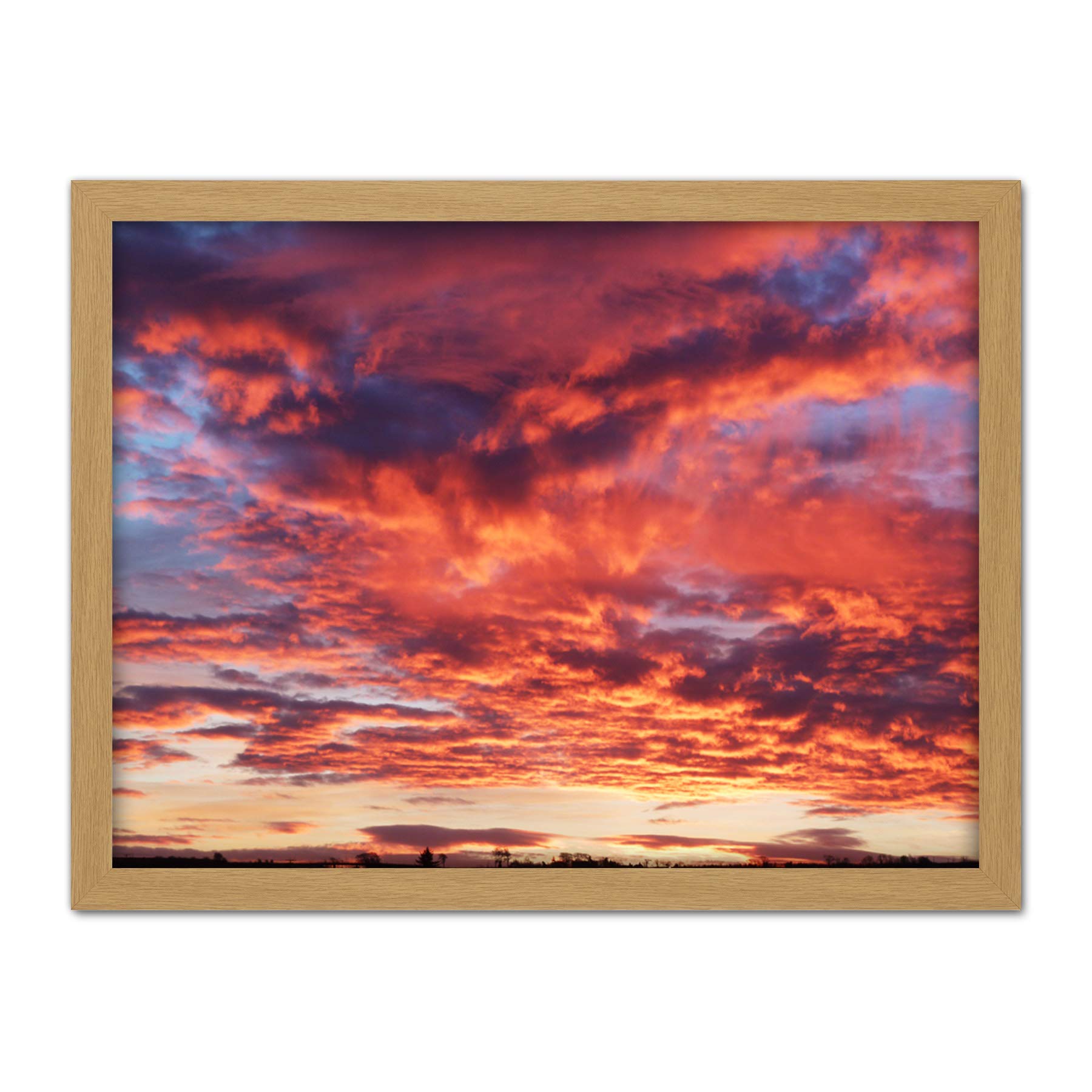 Artery8 Beautiful Sky Clouds Sunset Photo Artwork Framed Wall Art Print 18X24 Inch