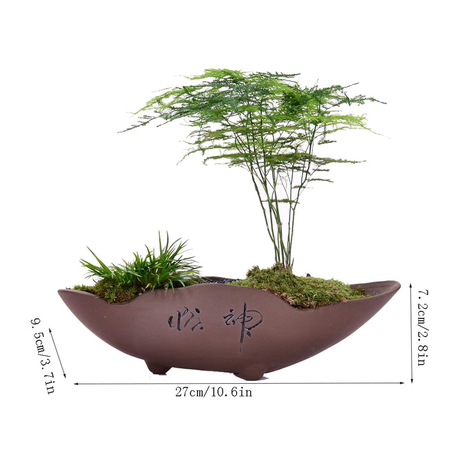SUNESA Doniczki na kwiaty, fioletowo-piaskowa doniczka z otworem odpływowym, doniczka na sukulenty, kreatywna doniczka retro, chińskie ornamenty, mała doniczka bonsai wenzhu (bez roślin)