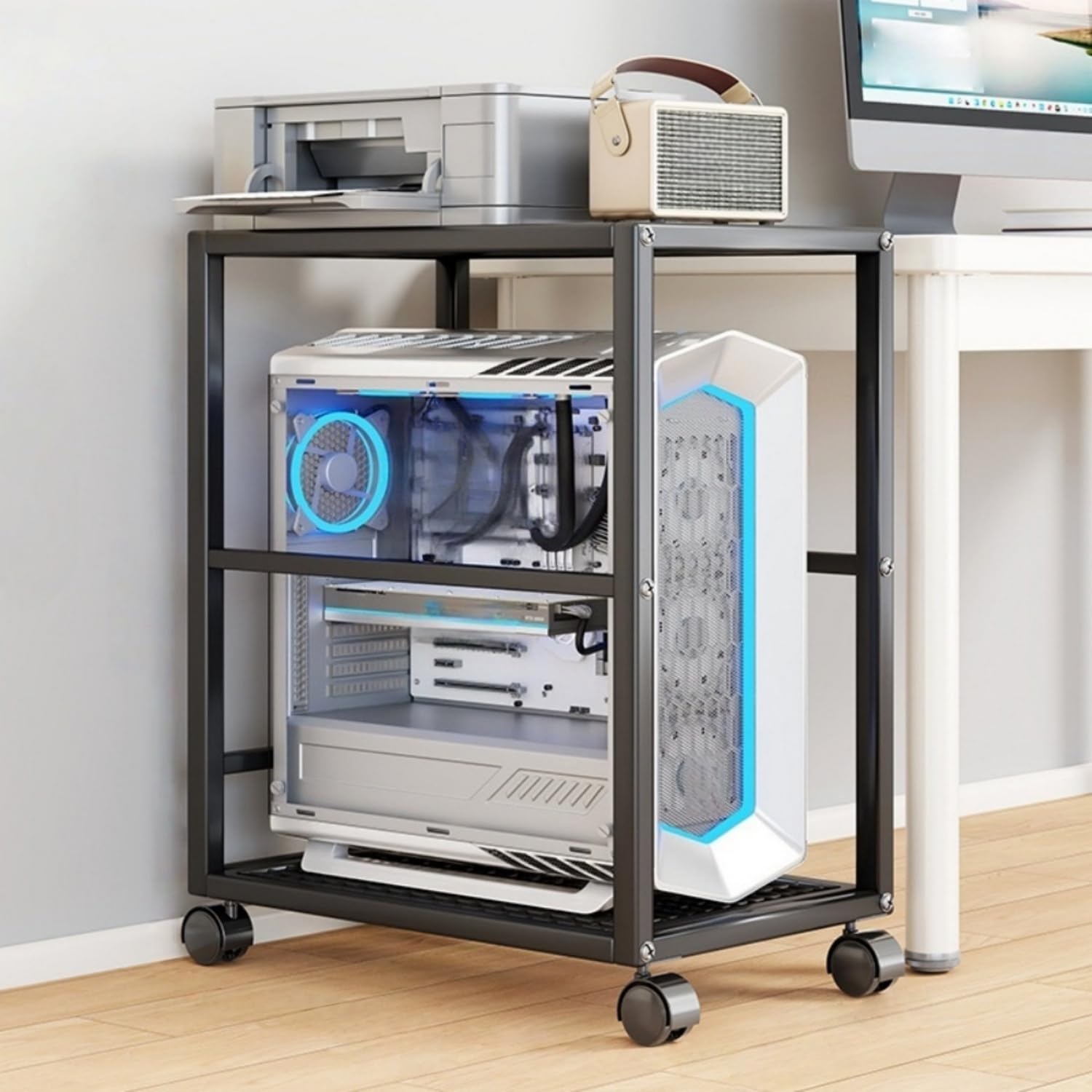 Amazon | Jireko CPUスタンド PC収納ボックス キャスター付き 多機能