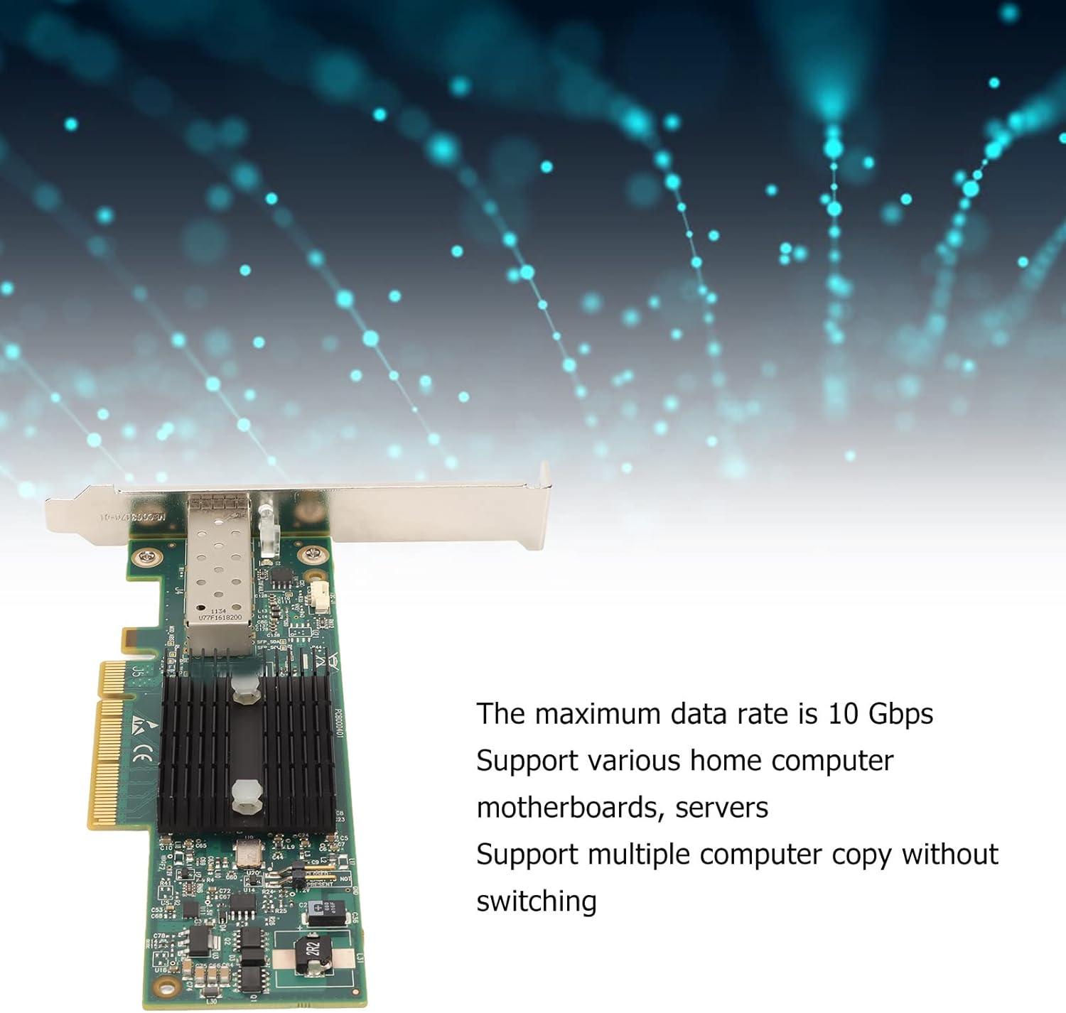 MNPA19XTR 10Gb SFP Plus PCI E Network Card, Network Adapter PCIE Network Card, PCI Express X8, for 2 SFP Plus Optical Network Card 3XUE, Support Server