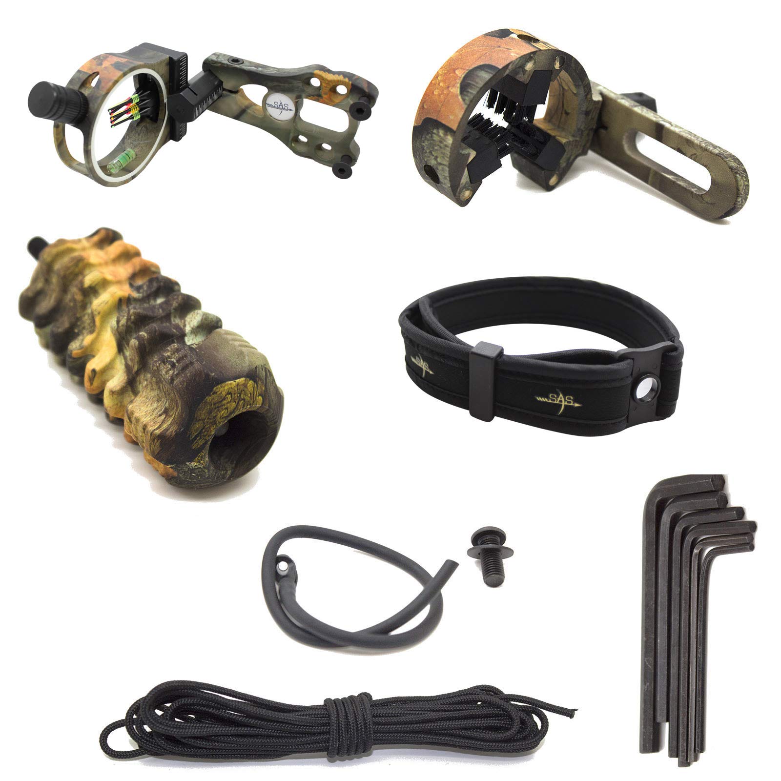 Archery Essential Accessory Upgrade Combo 5-pin Bow Sight, Arrow Rest, Stabilizer, Braided Bow Sling, Peep Sight