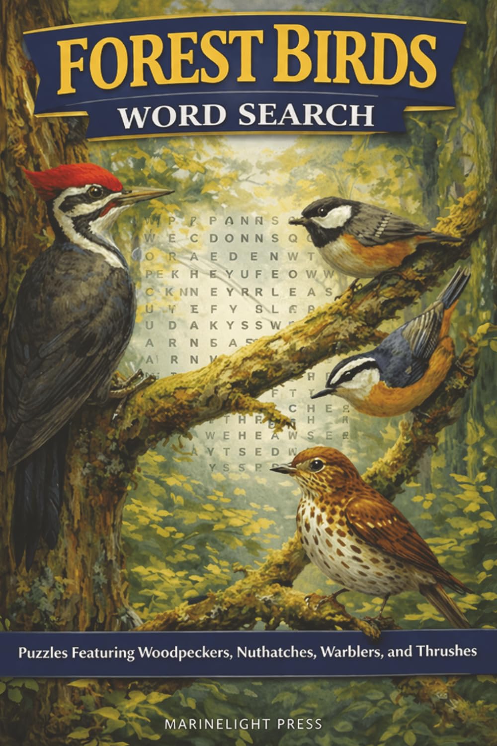 Forest Birds Word Search: Puzzles Featuring Woodpeckers, Nuthatches, Warblers, and Thrushes