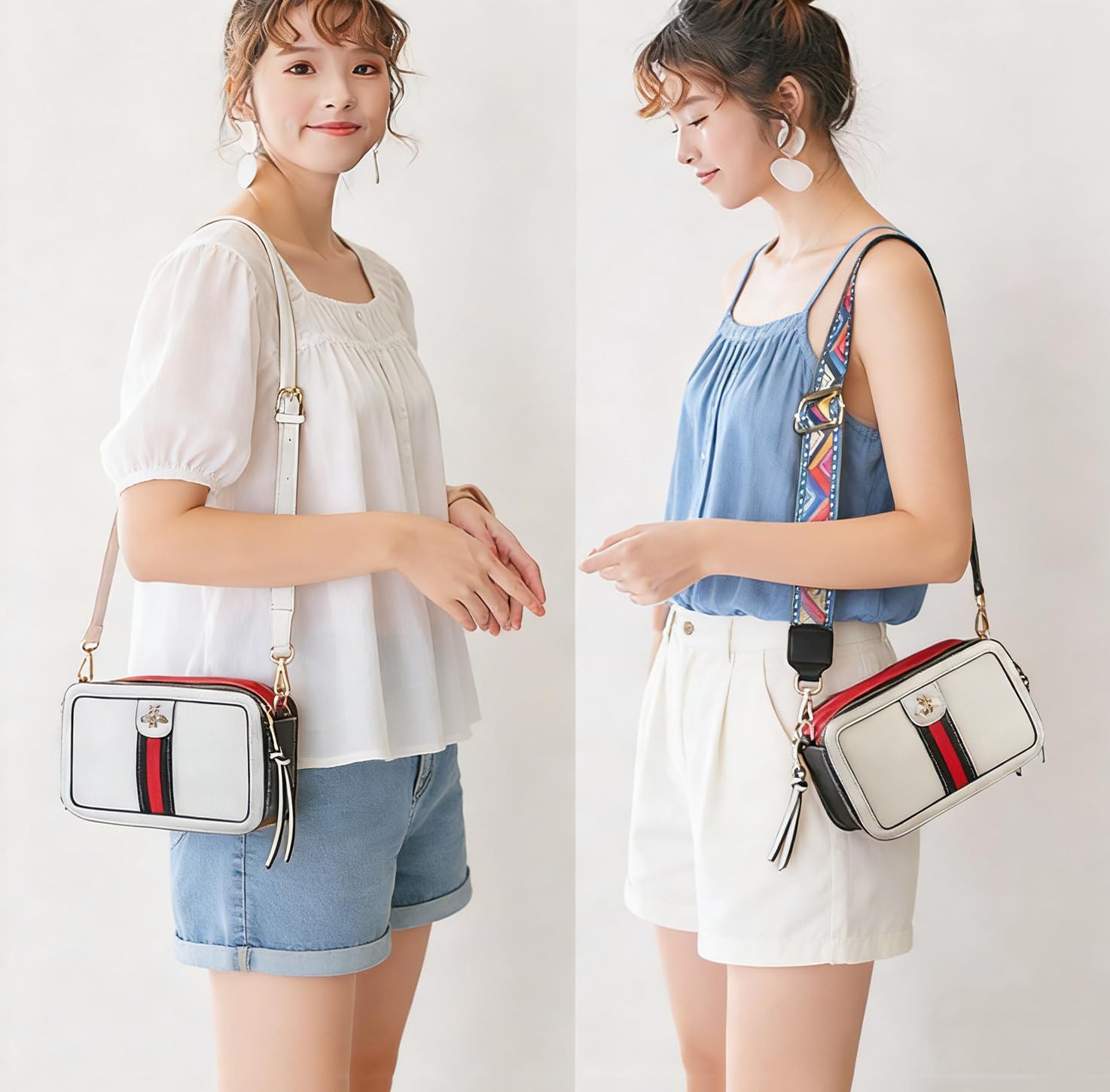 Beatfull Designerska torebka crossbody z pszczołą dla kobiet skóra PU torebka na ramię aparat Clucth