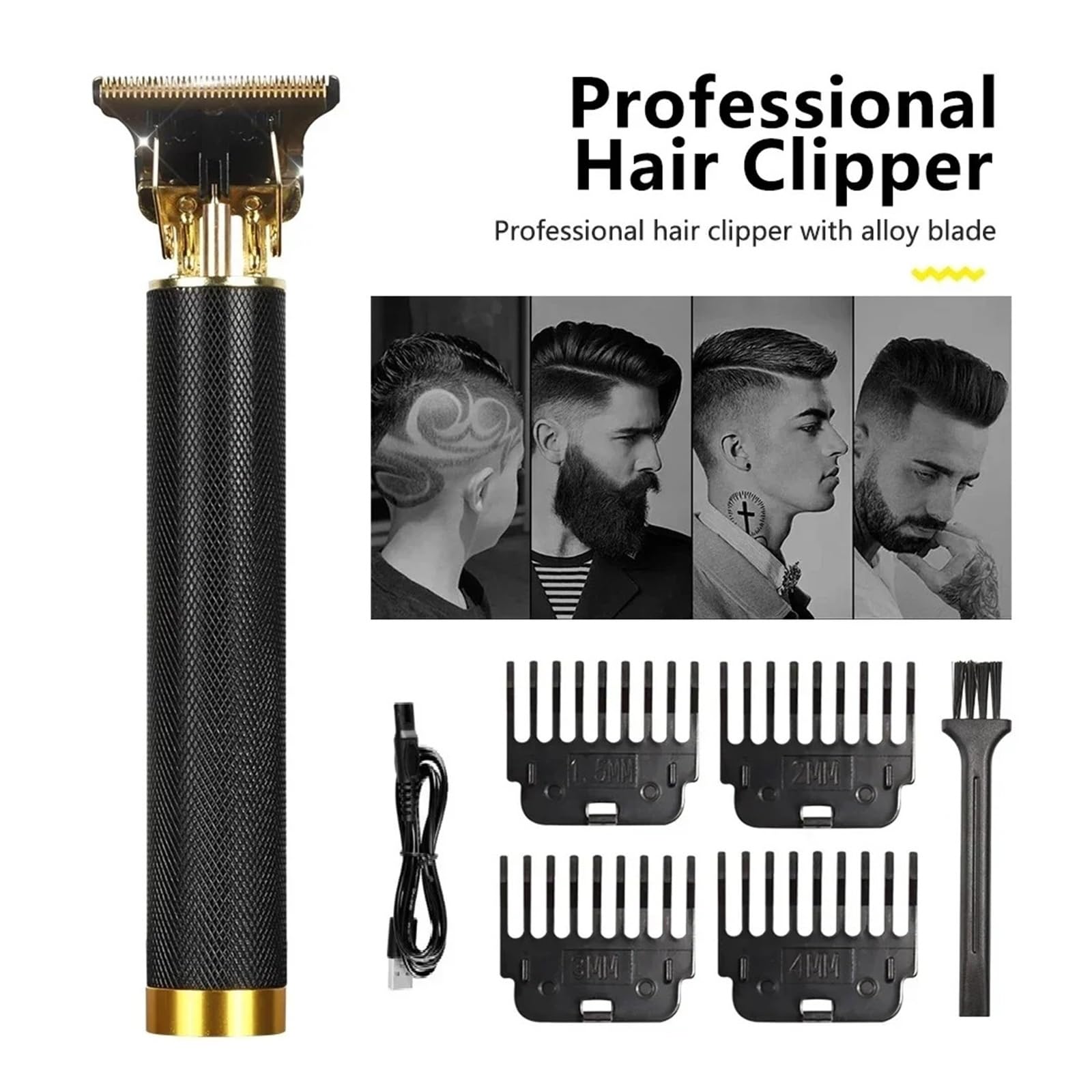 Rasoio per capelli ricaricabile T9, rasoio elettrico, rasoio professionale per capelli senza fili, rasatura della barba (senza accessori BB)