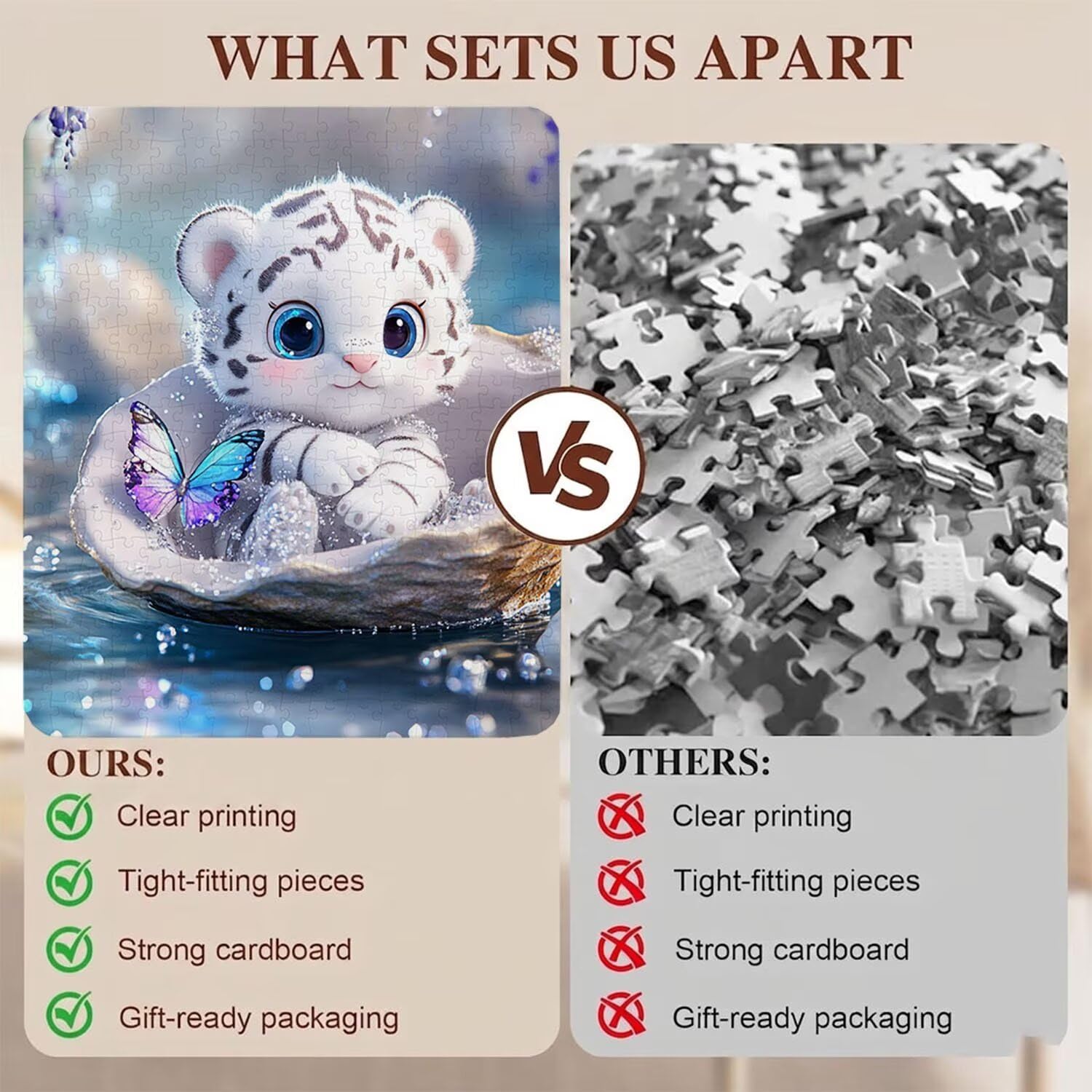tigre Carino-2 Puzzle 6000 Pezzi per Adulti, Puzzle in Legno - Collezione Classica con Poster Incluso - Sfida di Concentrazione e Passatempo Antistress, Gioco per Famiglia, 179 x 105 cm f0-617
