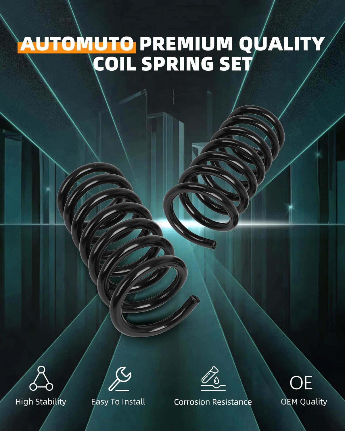 AUTOMUTO 2PCS Rear Suspension Coil Spring Set Compatible with 2008-2017 for Buick Enclave, 2009-2017 for Chevy Traverse, 2007-2016 for GMC Acadia, 2007-2010 for Saturn Outlook - Replace 81609