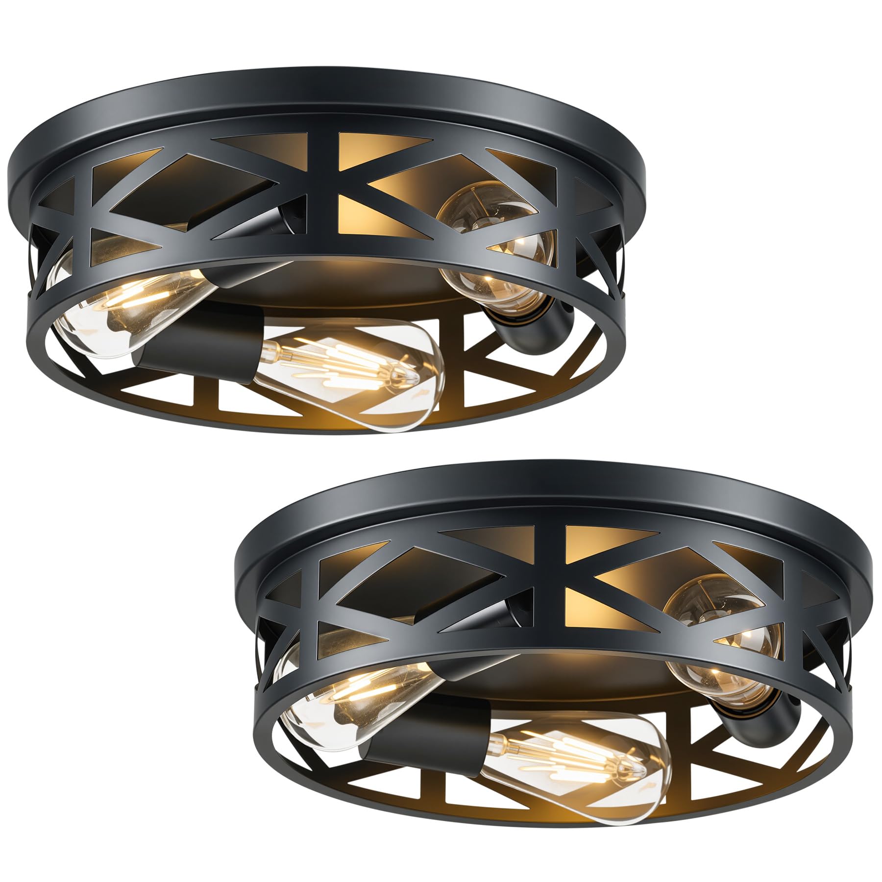 VONLUCE - Flush Mount Ceiling Lights, 3 Light Hallway Ceiling Lights 33 Lights, 13 Inch Farmhouse Metal Ceiling Lights for Entryway Kitchen, Adjustable Lamp Holders, 2 Pack, Color-image-41