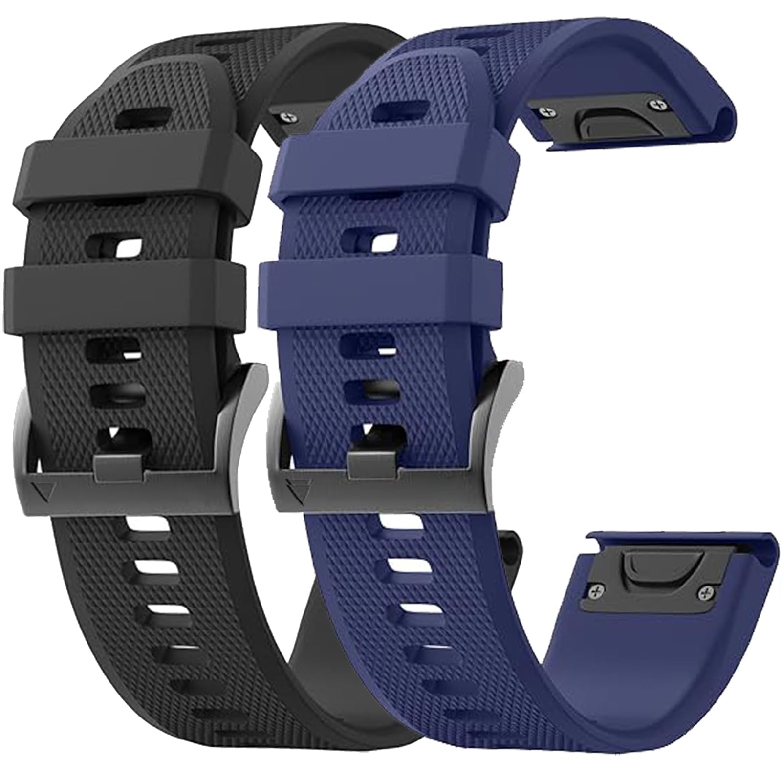 2 Pack Waterproof Straps fit for Garmin Fenix 5 / Fenix 6 / Fenix 7 Strap, 22mm Watch Strap for Fenix 8 Fenix E 47mm / Fenix 5 Plus/Fenix 6 Pro/Fenix 7 Pro (Black/Navy)
