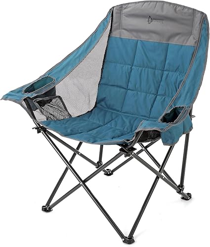 ARROWHEAD OUTDOOR Silla de campamento plegable de gran tamaño con portavasos ajustable de doble tamaño, laterales de malla, bolsillos interiores,