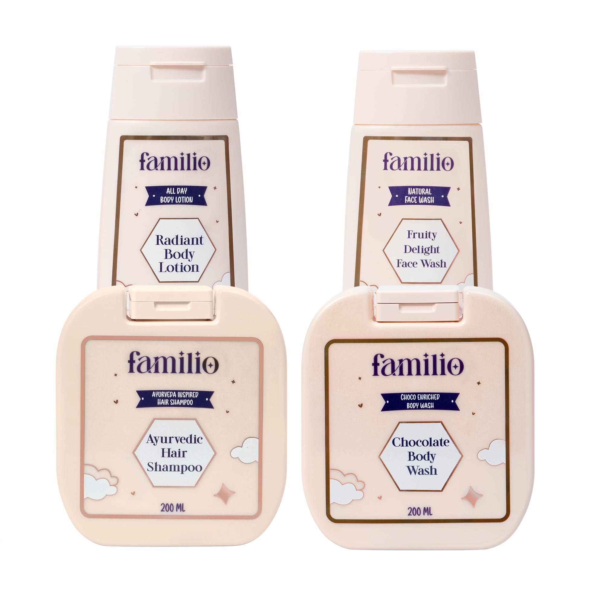 Familio Teenage Skincare Combo Set, Chocolate Body Wash 200ml, Ayurvedic Hair Shampoo 200ml, Radiant Body Lotion 100ml, Fruity Delight Face Wash 100ml, 4 Piece Set-picture-10