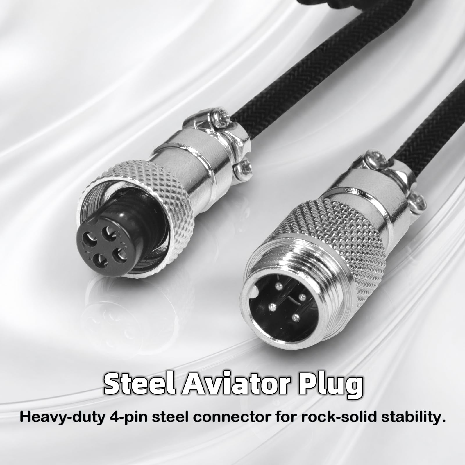 ATTACK SHARK C01 ULTIMATE RGB Cavo Spiralato per Tastiera Gaming, Supporto 8000Hz e Rapid Trigger, Cavo per Tastiera Meccanica da USB-C a USB-A con Aviatore in Metallo, Doppio Intreccio, Nero