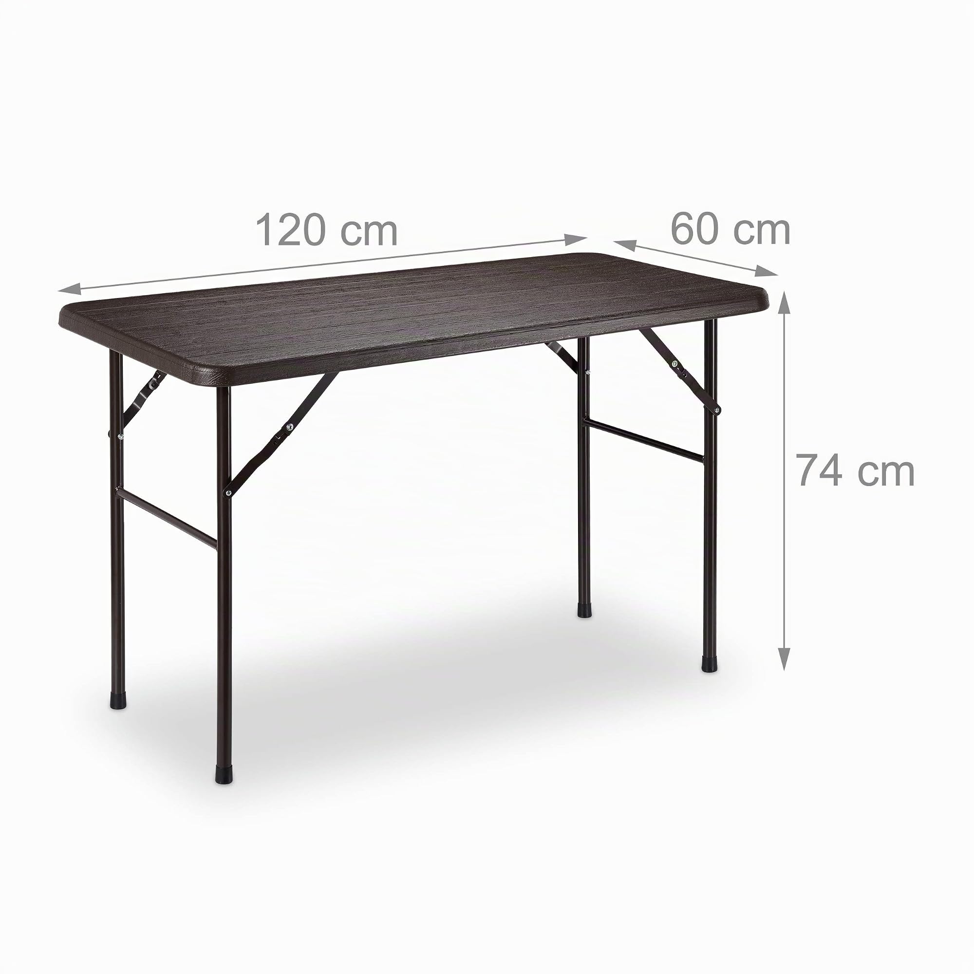Relaxdays Table de Jardin, Effet Bois, Table Pliable rectangulaire, en Plastique, métallique, Balcon HxlxP 74 x 120 x 60