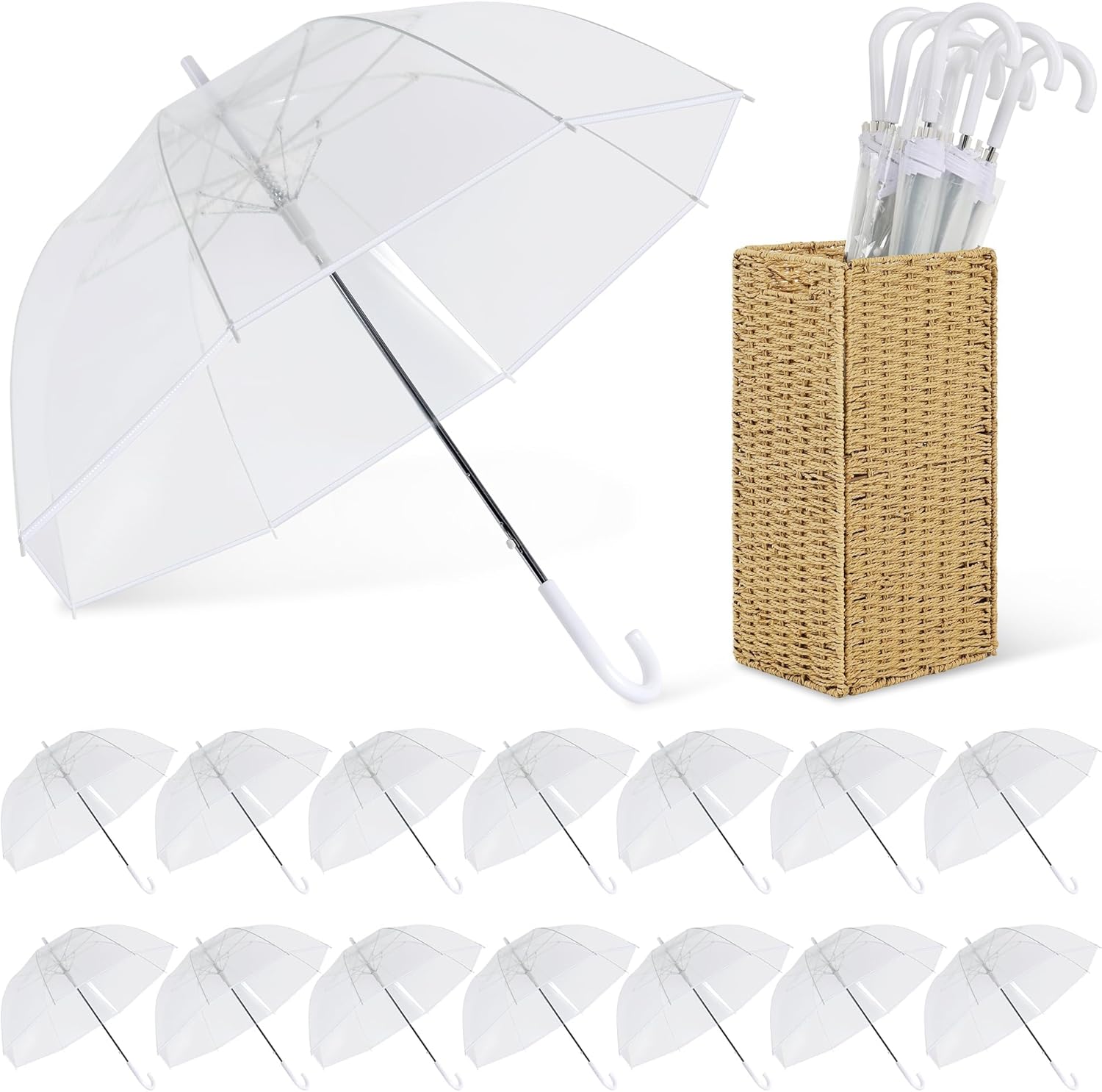 Aodaer Clear Wedding Umbrellas Bulk, 36 Inch Transparent Bubble Umbrella with Storage Box Large Dome Windproof Stick Umbrellas for Rain Wedding Bridal Party Supplies Photography Props