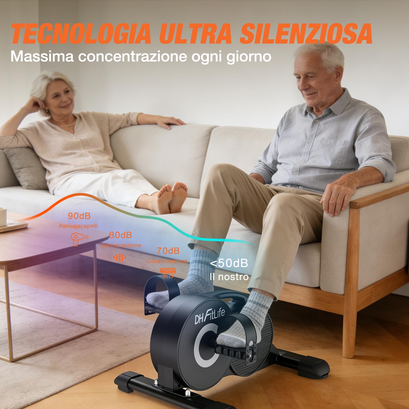 DH FitLife 2026 Pedaliera Magnetica 16 Livelli per Casa, Mini Cyclette da Scrivania con Display, Silenziosa e Antiscivolo, Allenamento Gambe a Basso Impatto, Anziani e Riabilitazione, Fino a 220 kg
