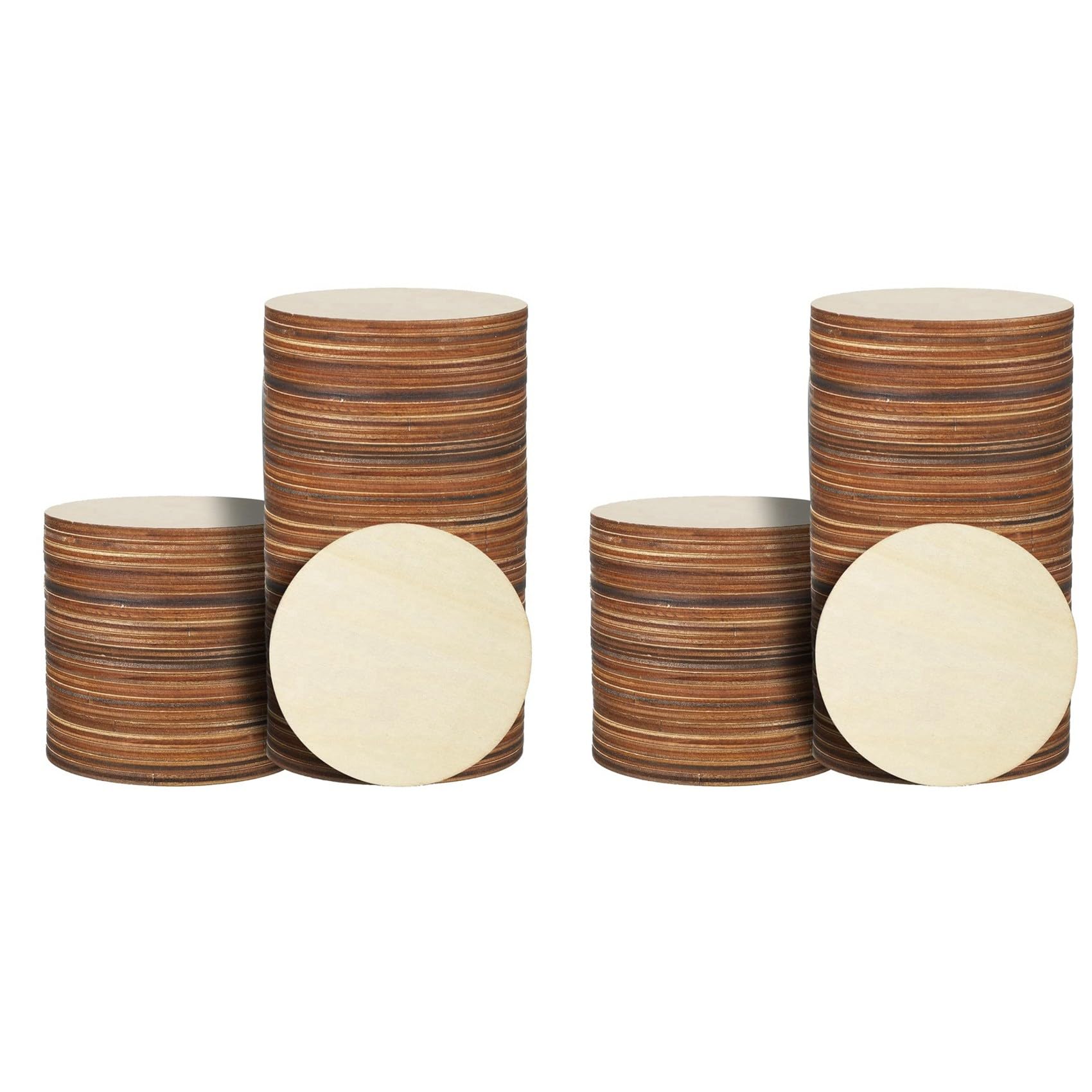 Jnchdghwa Wood Color 72 Pcs 4 Inch Wood Circles Unfinished Round Wooden Discs Blank Wood Rounds Natural Wood Round Cutouts Slices