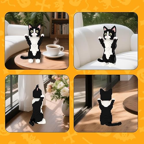 Vista 111 de Larcele Juego de mini bloques de construcción para gatos, ladrillos de juguete de construcción 3D para bricolaje, 1390 piezas KLJM-05