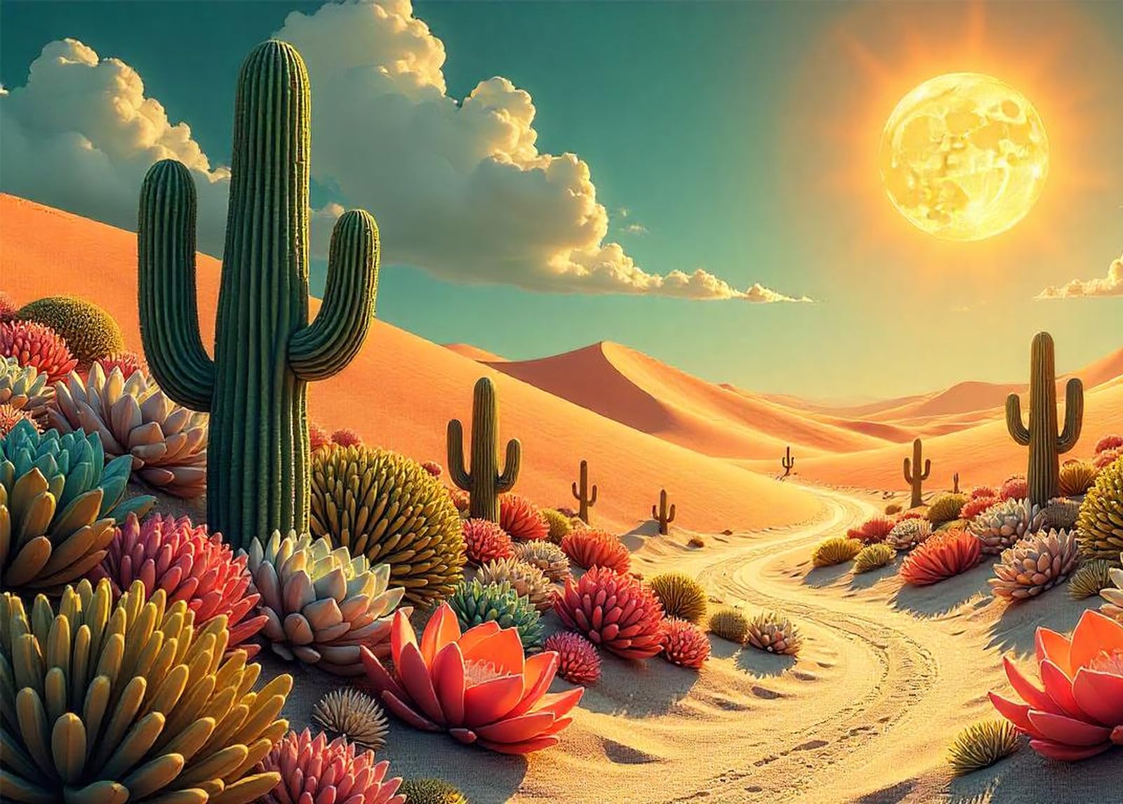 Bullglesup Puzzles for Adults 1000 Pieces, Cacti Jigsaw with Poster Letter on Back, Unique Pieces Fit Well No Dust (27.5"x19.6")