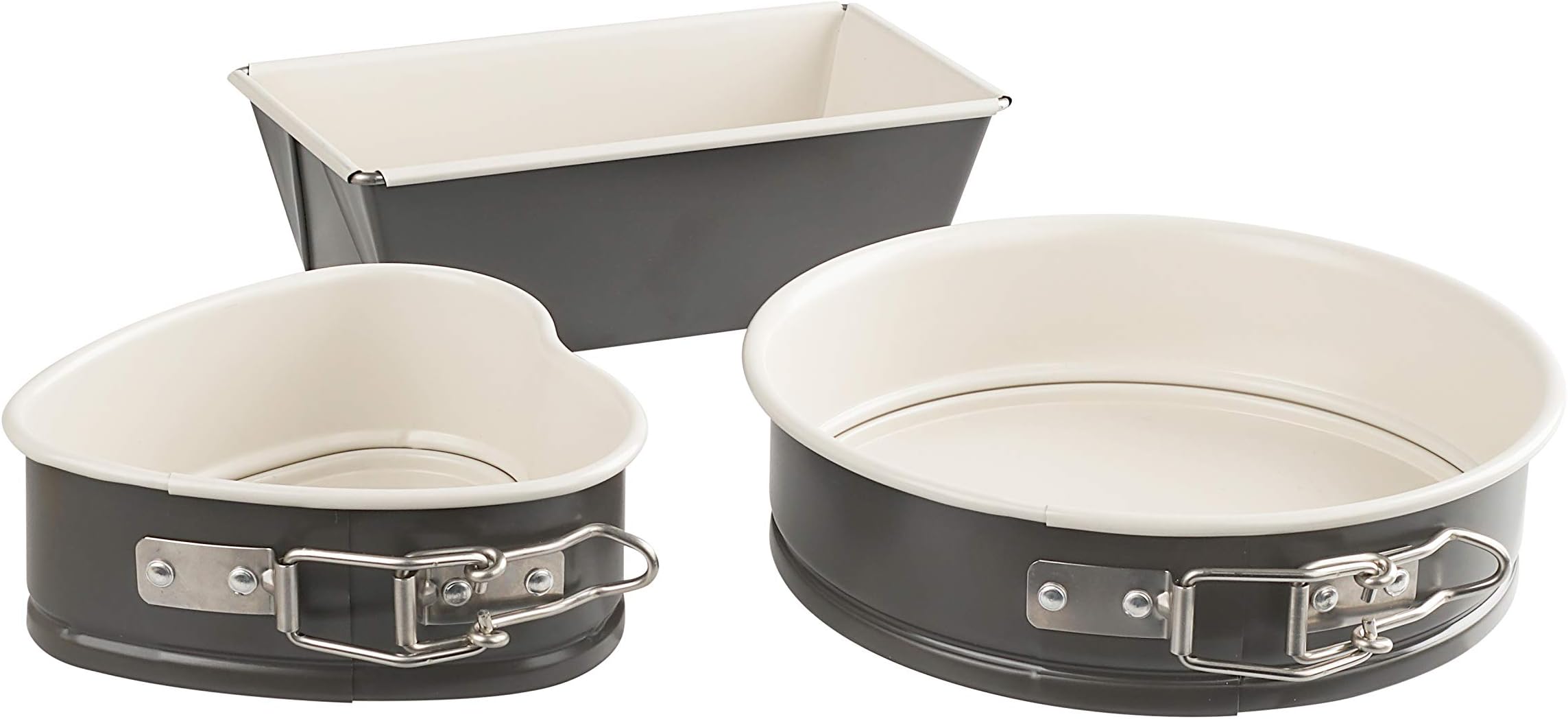 Dr. OetkerExclusive Mini Bakeware Set with Ceramic Reinforced Non-Stick Coating, Cake Tins for Various Cakes, Grey/Brown/Cream, Quantity: 1 x 3-Piece Set