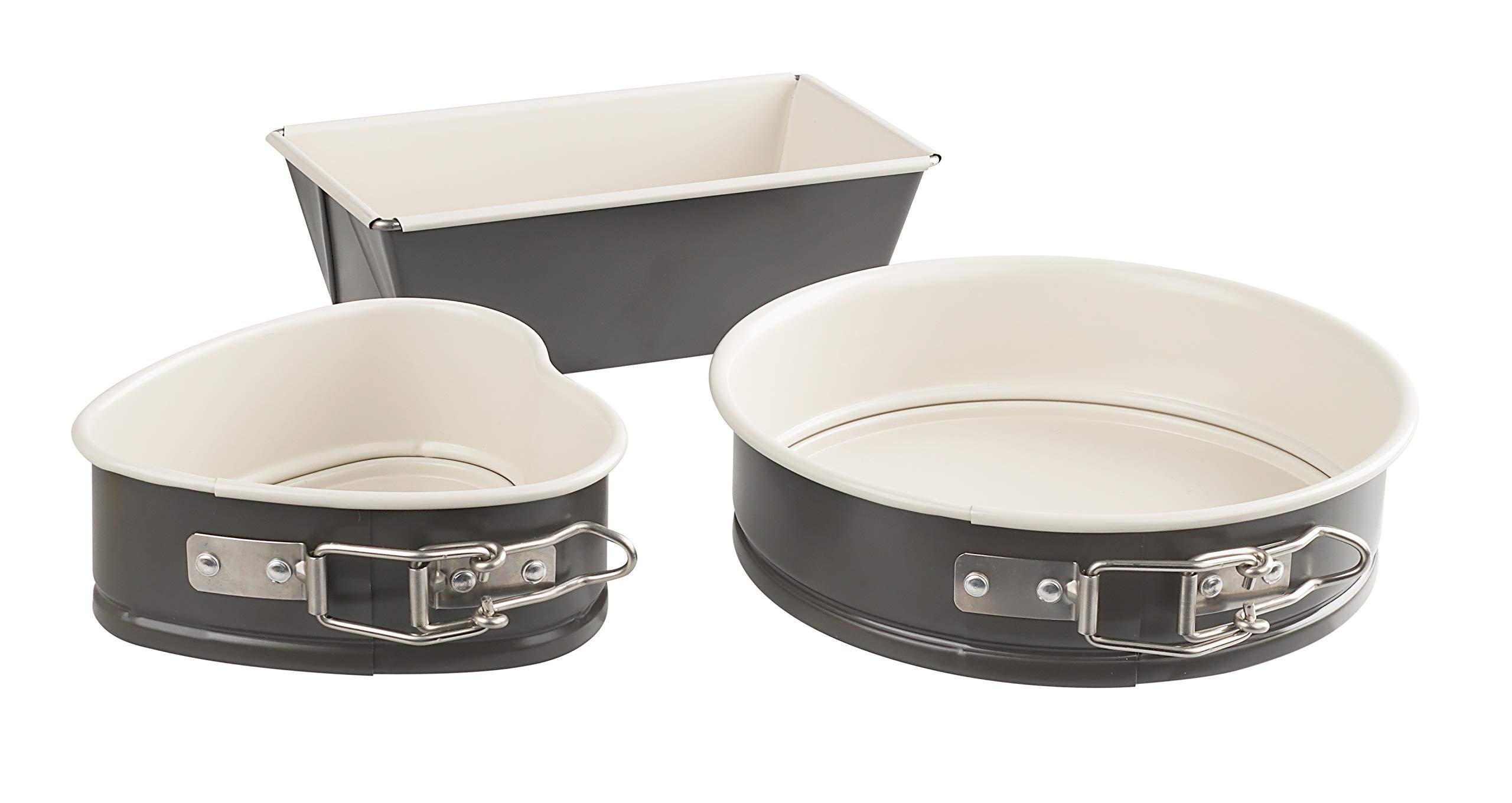 Dr. OetkerExclusive Mini Bakeware Set with Ceramic Reinforced Non-Stick Coating, Cake Tins for Various Cakes, Grey/Brown/Cream, Quantity: 1 x 3-Piece Set