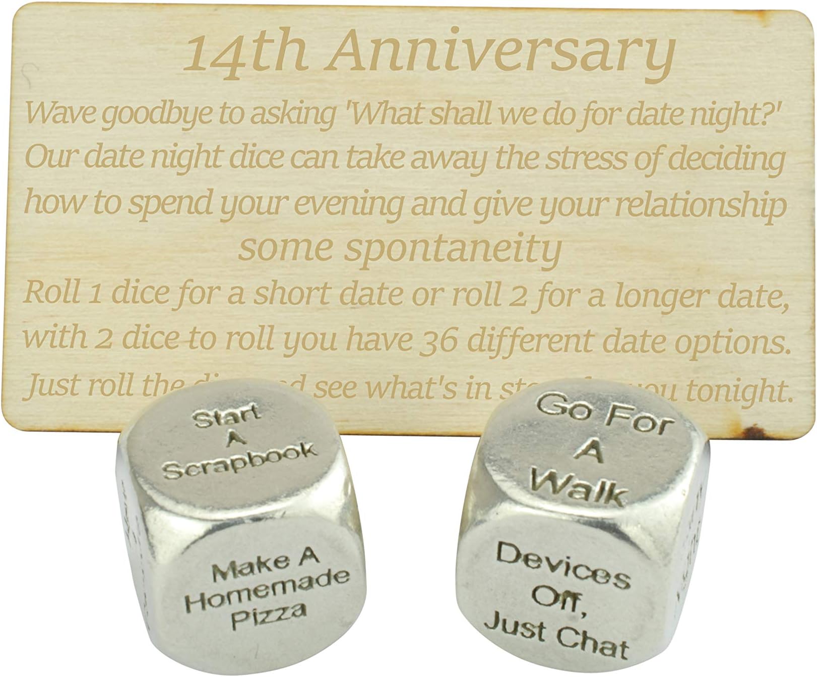 14 Year Anniversary Metal Date Dice Create a Unique 14th Anniversary Date Idea
