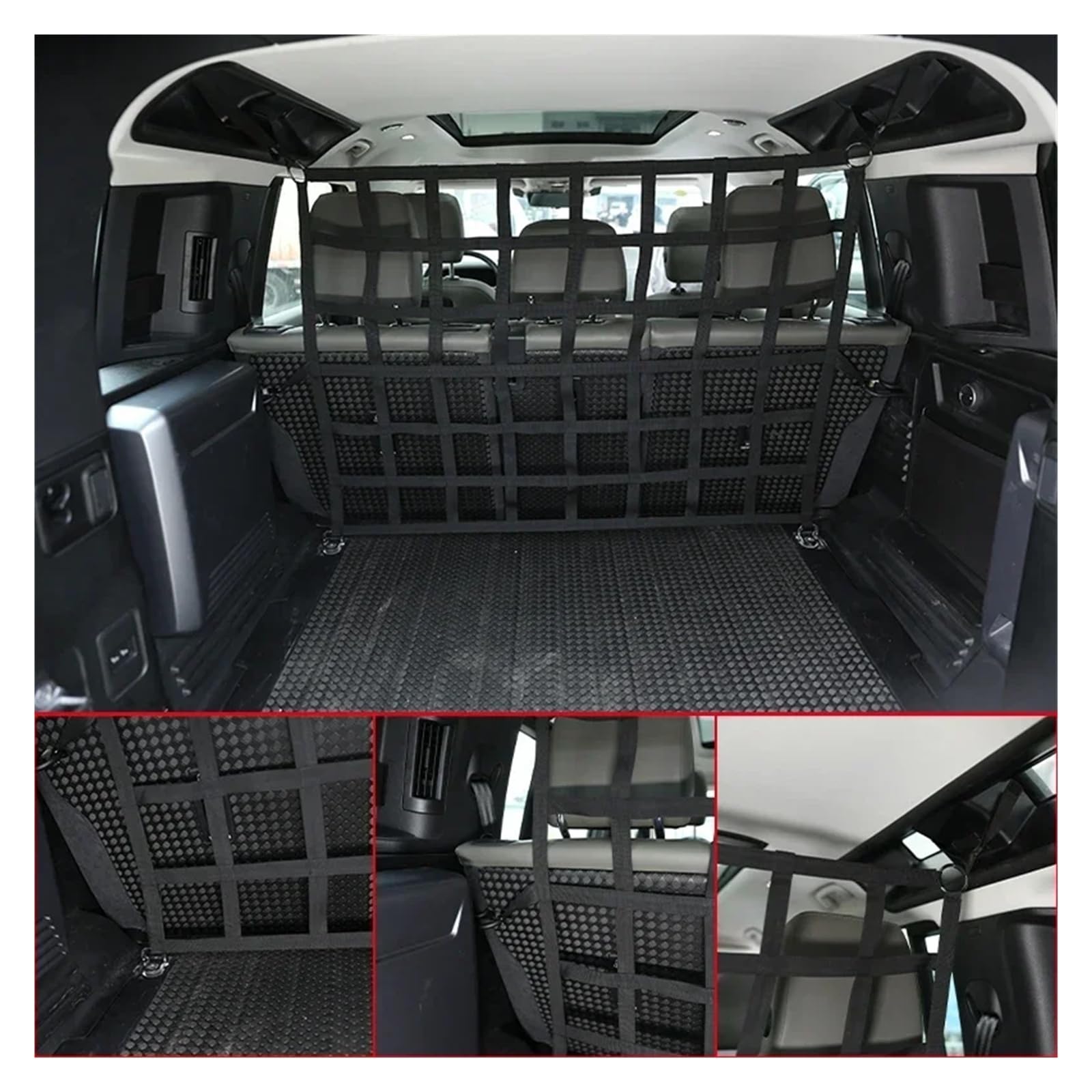 Compatibile con Land Rover Defender 110 2020-24 Tronco nero Recinzione di sicurezza for animali domestici Barriera for cani Rete appesa Reti Accessori auto(Style A)