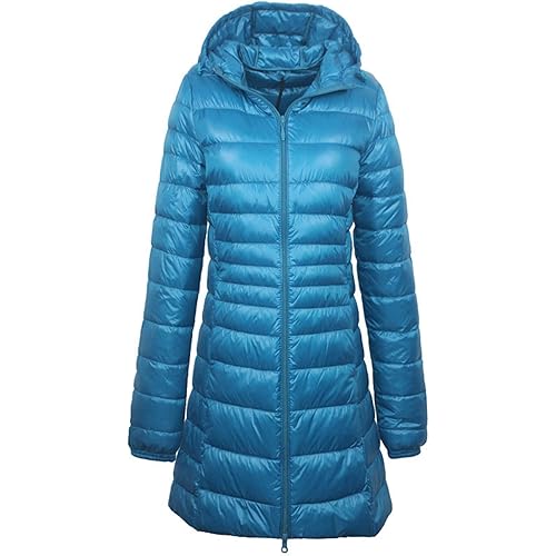 Elonglin Womens Hooded Duck Down Jacket Long Coat Lightweight Winter Thick Parka