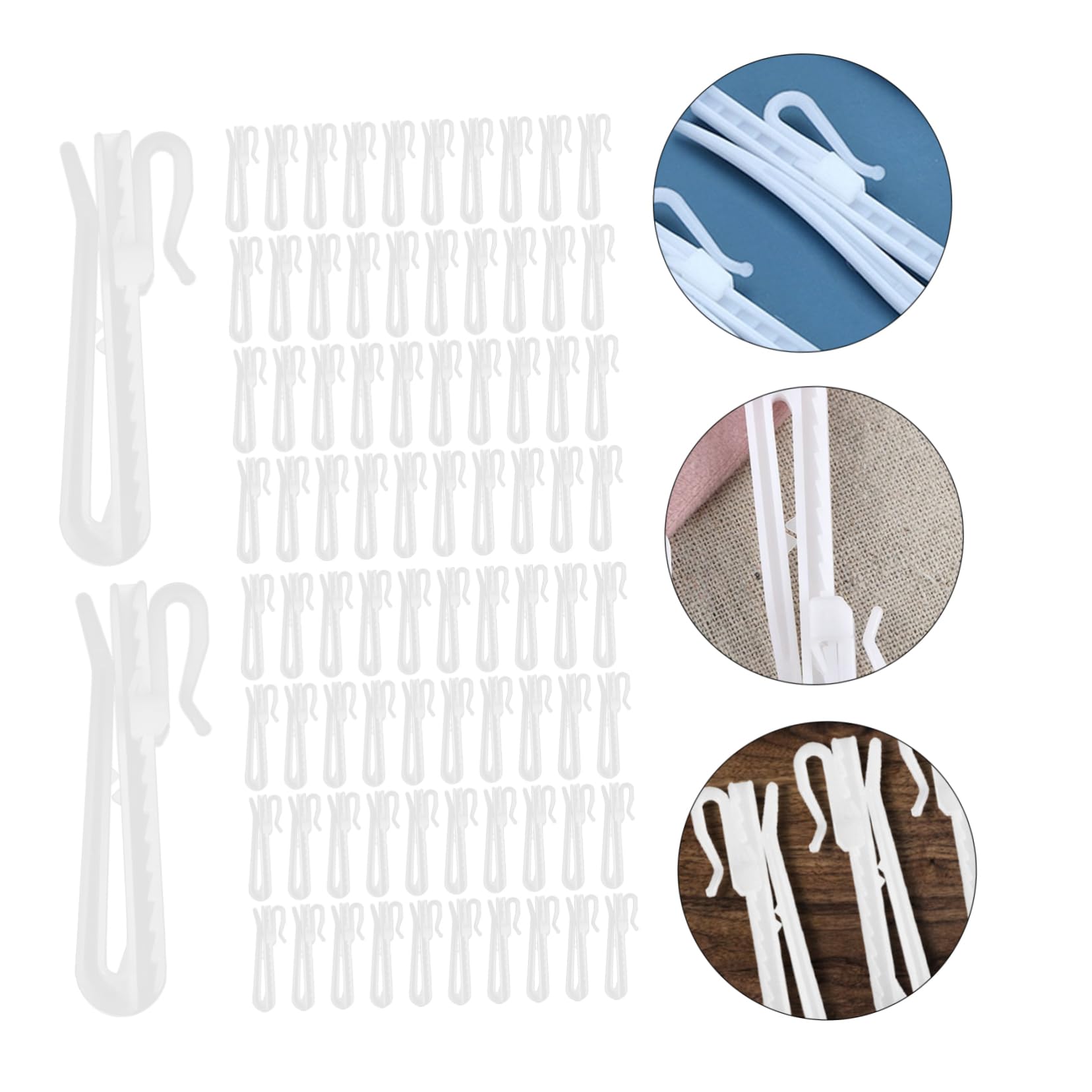 100 ganci per tende da 85 mm, regolazione profonda, pizzico, piega, ganci in plastica, chiusura a nastro, clip appendiabiti per porta della doccia, finestra