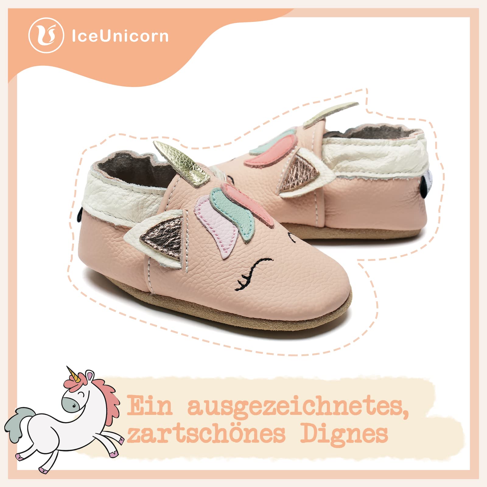 IceUnicorn Zapatos Bebe Primeros Pasos Zapatillas de Estar por casa Bebé Cuero Suave Zapatos Bebe
