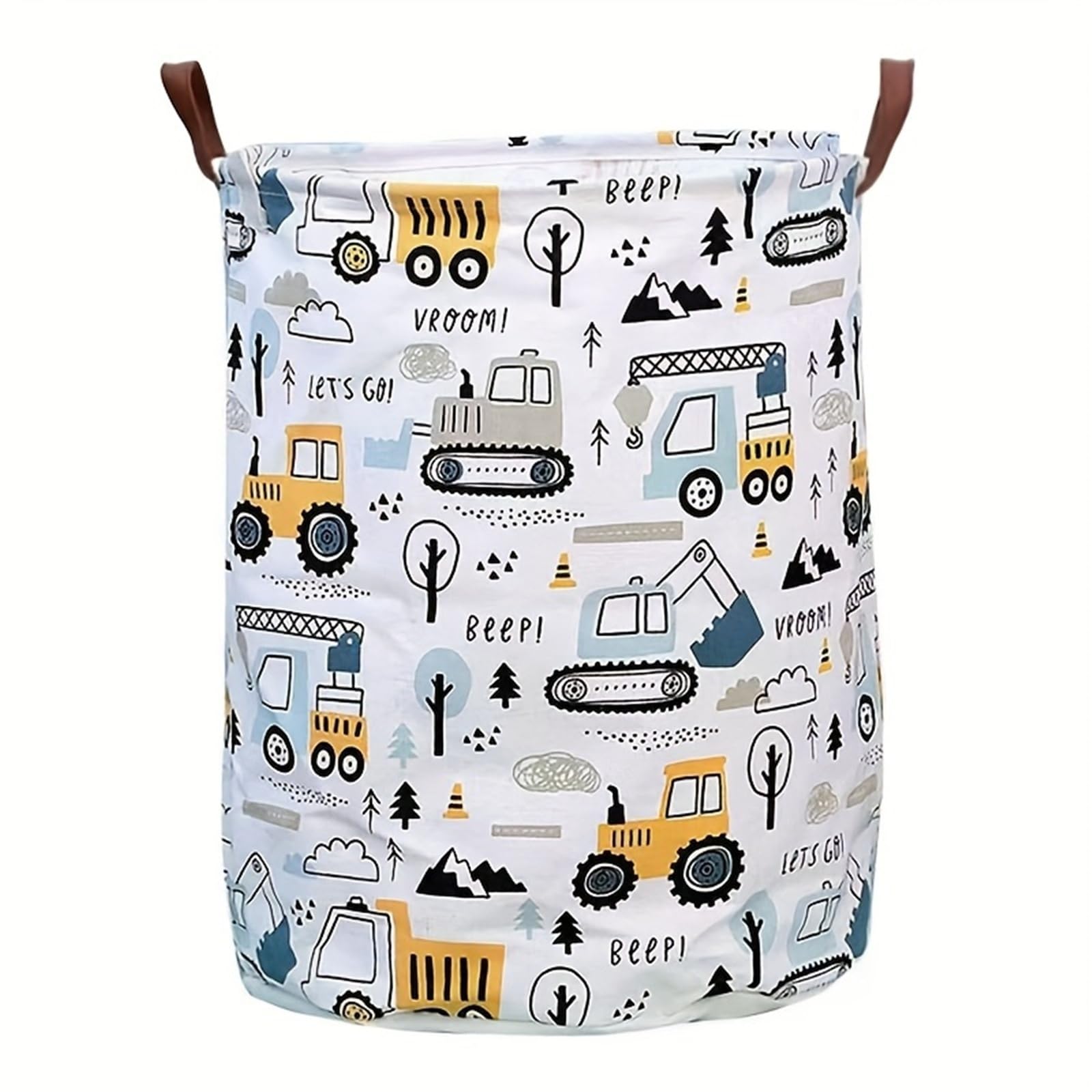 Laundry Basket Laundry Basket Large Capacity Cartoon Print Foldable Portable Construction Vehicle Design Sturdy