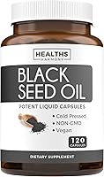 HealthsHarmony Black Seed Oil Softgels: 120 Vegan Capsules, Cold-Pressed Nigella Sativa with Vitamin E, 1000mg Serving for Skin & Hair Health