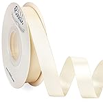 Ribbli Ivory Satin Ribbon 5/8 inch x Continuous 25 Yards,Double Faced Satin Use for Craft, Gift Wrapping, Christmas Ornaments, Hair Bows, Bouquet Bows