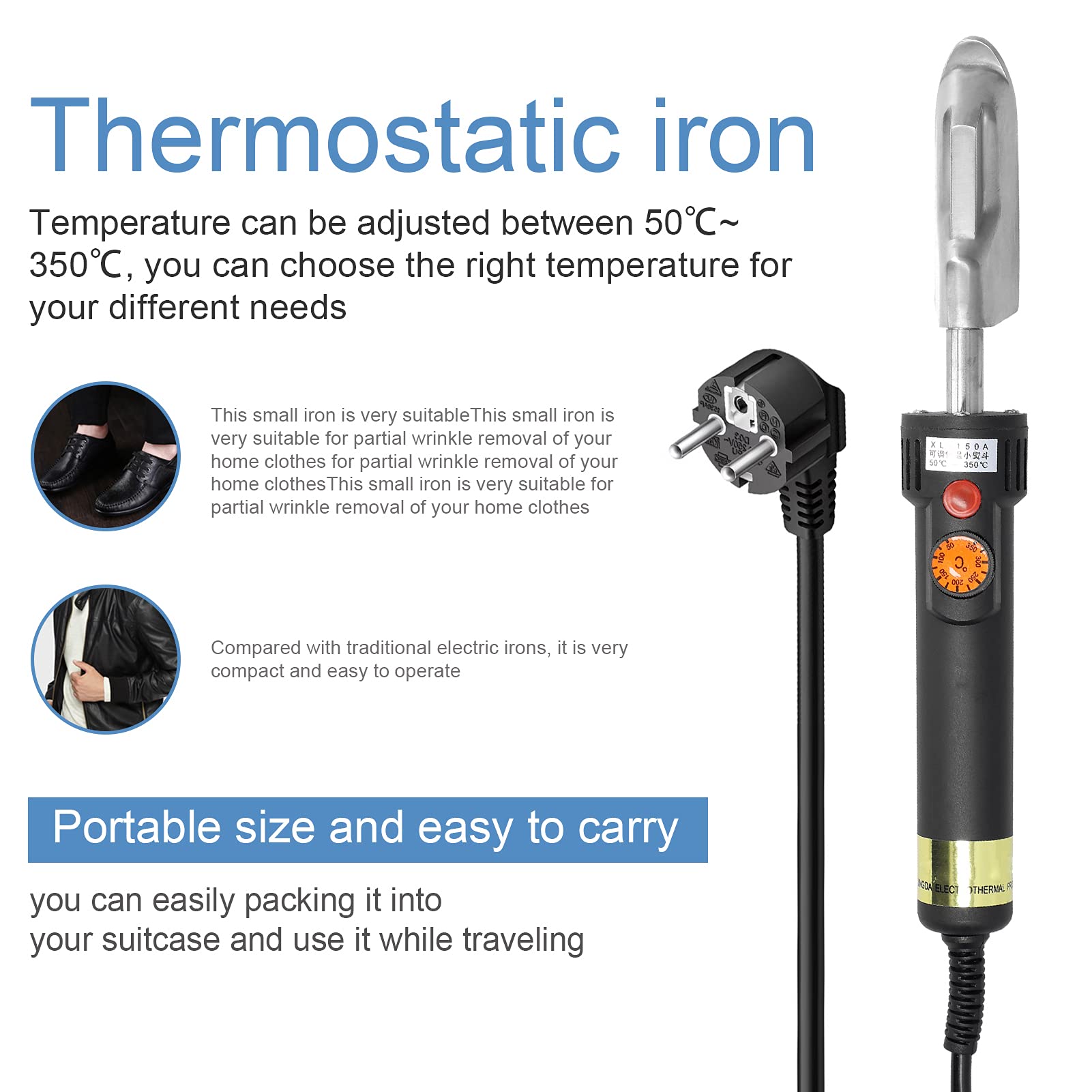 220 V, 150 W, 50 ℃ ~ 350 ℃, display digitale regolabile, temperatura regolabile, ferro da stiro a temperatura costante, piccolo ferro da stiro per casa, viaggi, abbigliamento in pelle